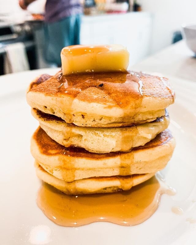 Breakfast is served. Light and fluffy malted pancakes 🥞