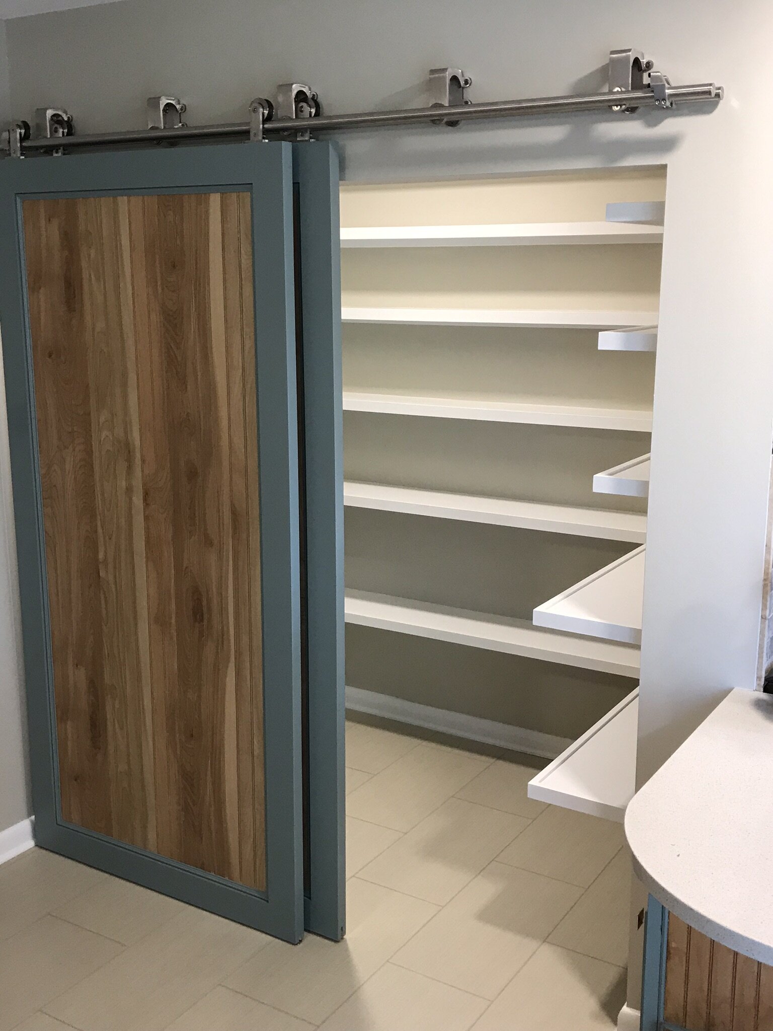 Hanging Door Frame and Pantry Shelves