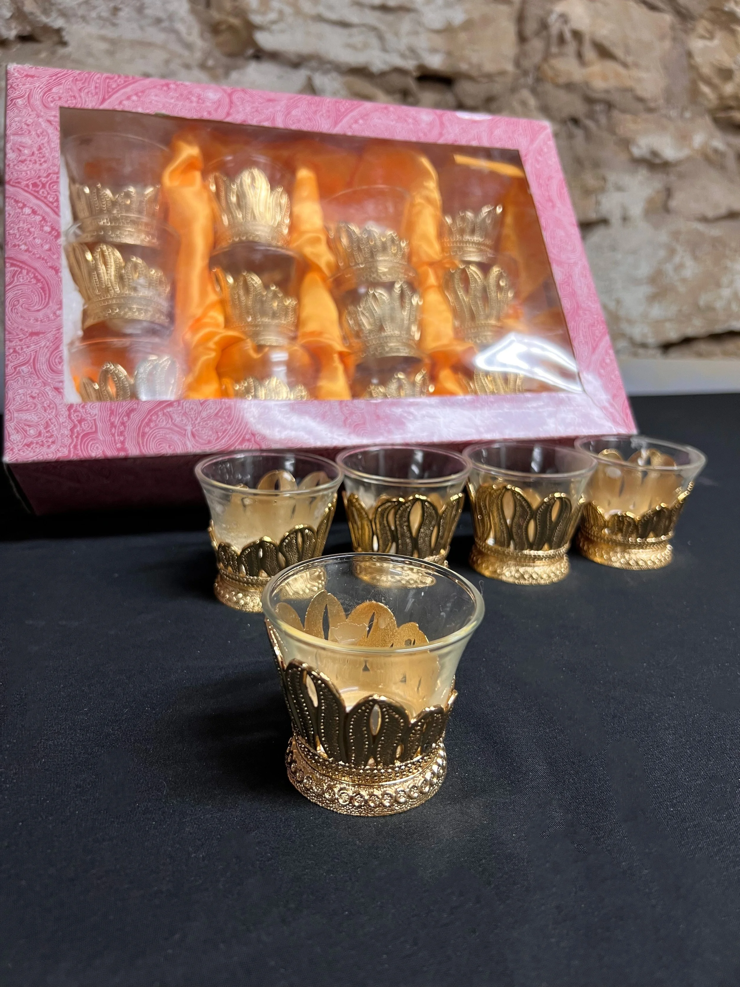 GOLD GLASS VOTIVE CANDLE HOLDERS