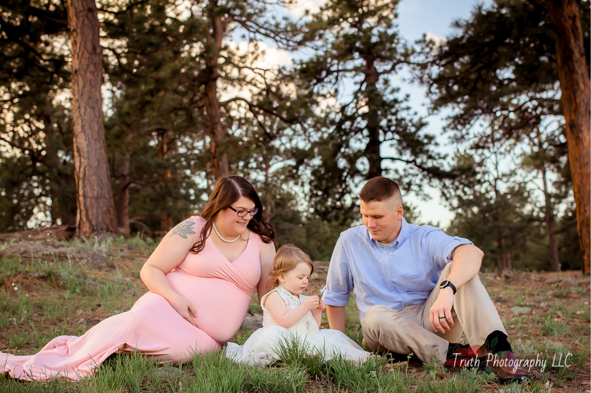 Looking mountain Golden Colorado Family maternity session