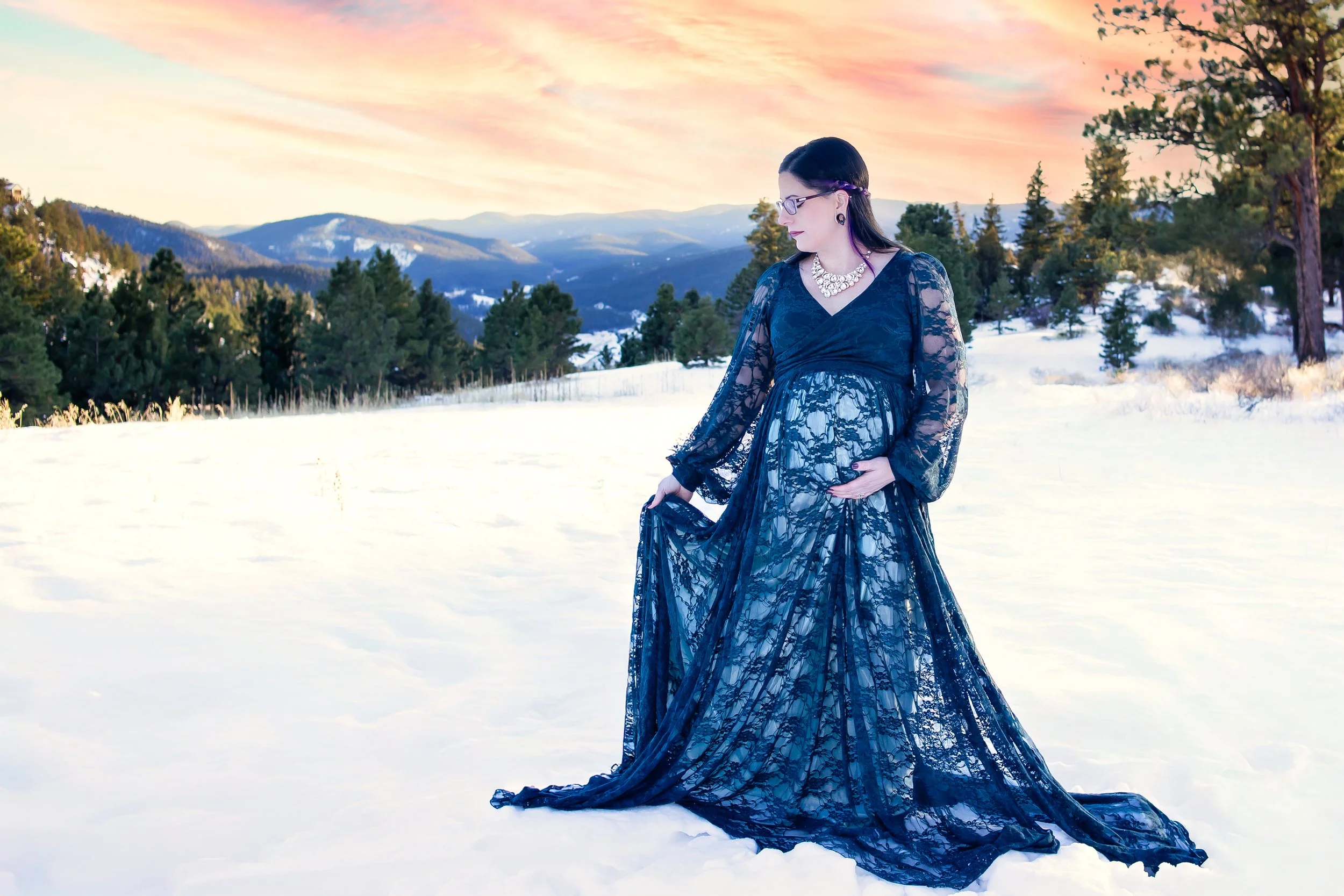 Mt. Falcon West Winter Maternity Session Colorado