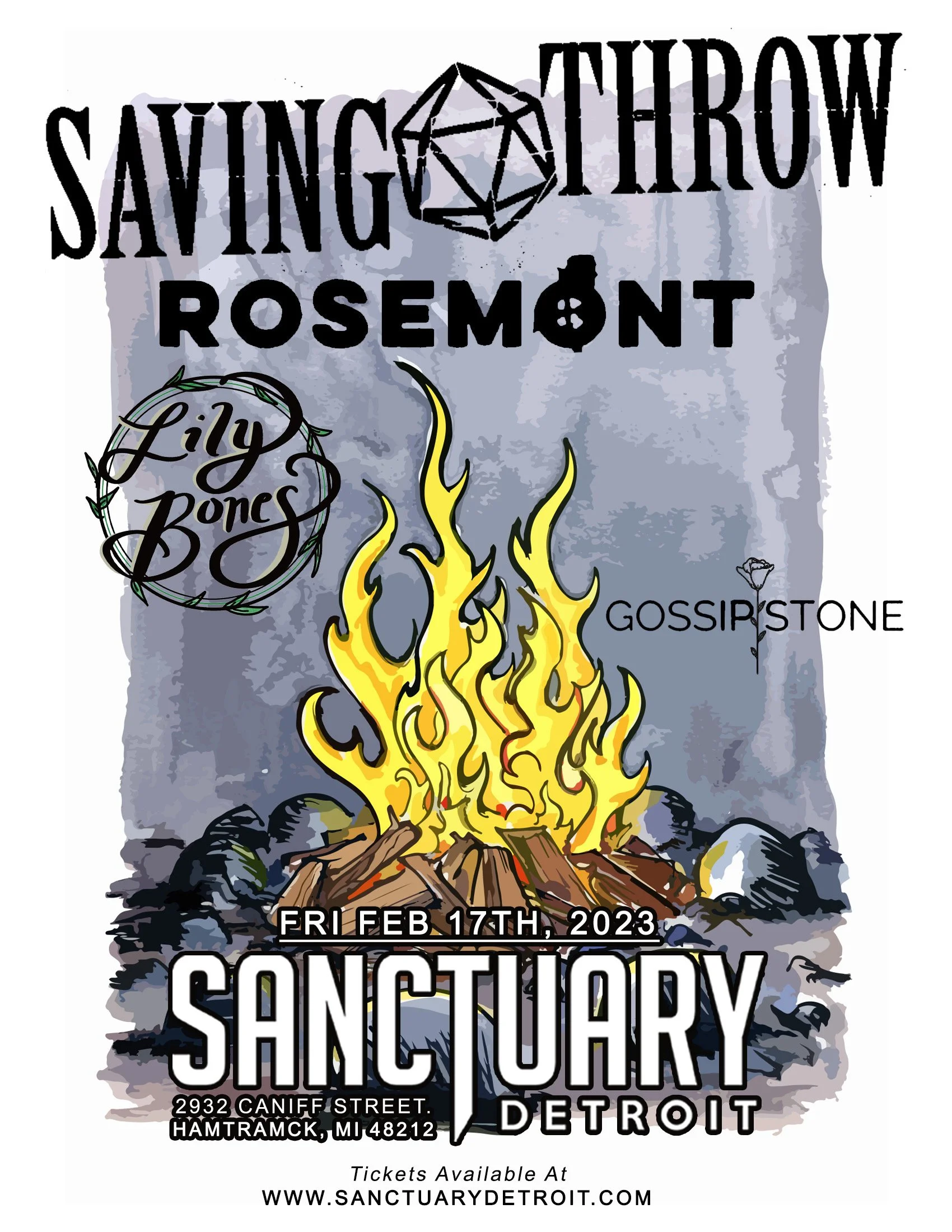 Saving Throw, Rosemont, Lily Bones, Gossip Stone at The Sanctuary 2/17/23