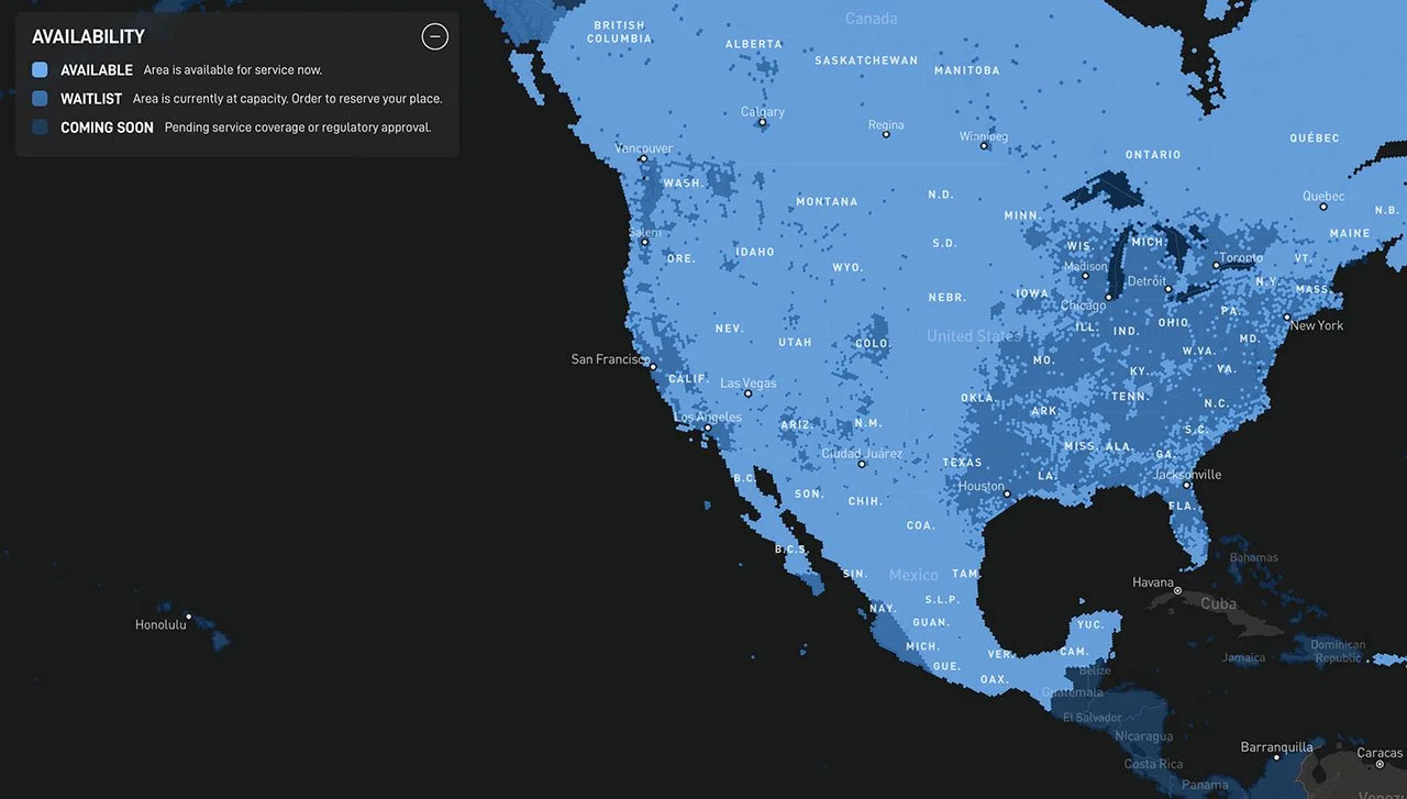 starlink coverage map of north america