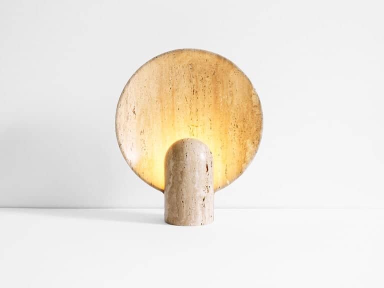 Surface Travertine Sculpted Lamp By, Henry Table Lamp