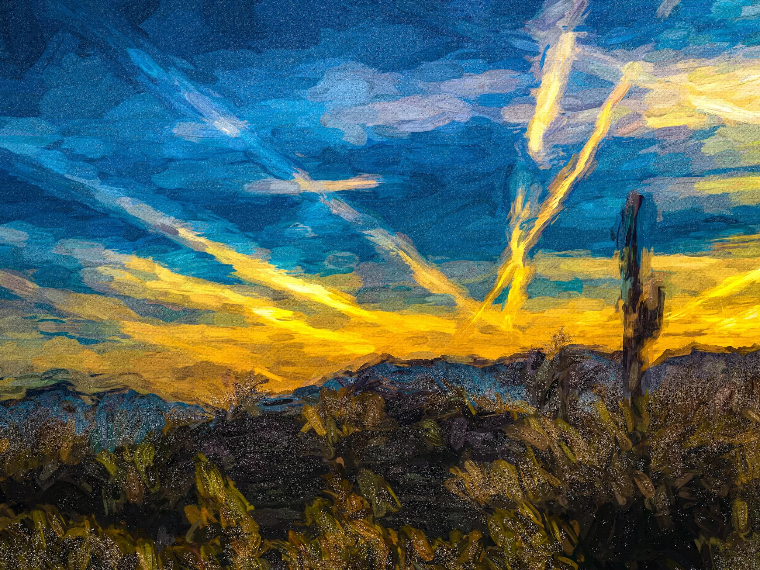 Desert Morning Contrails