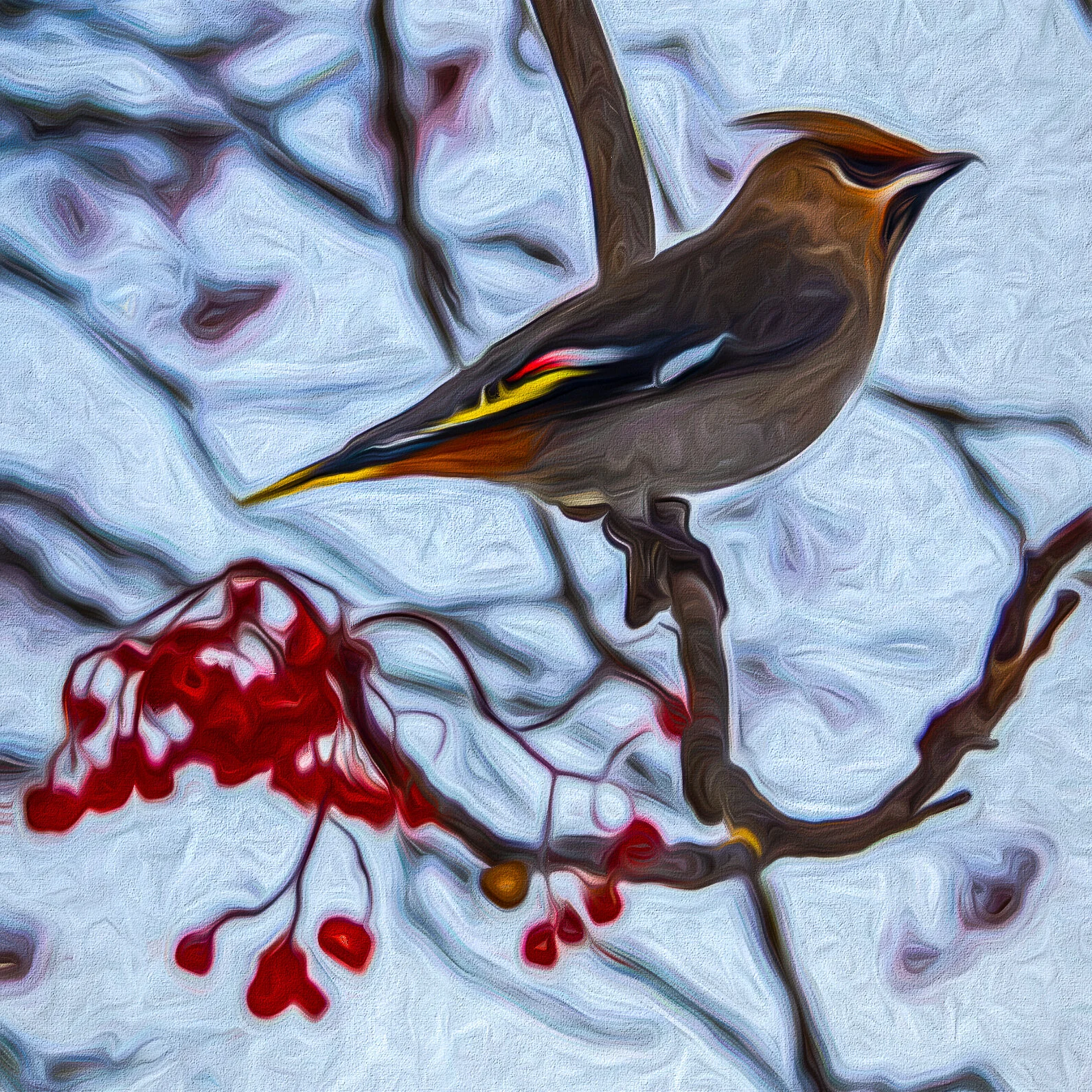 Waxwing with Berries