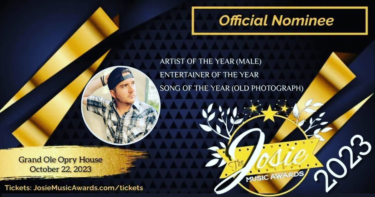 This is so awesome! Nominated for three categories is unreal. Time to break out the tux and cowboy boots. Thank y'all so much for the love and support. @opry @josiemusicawards