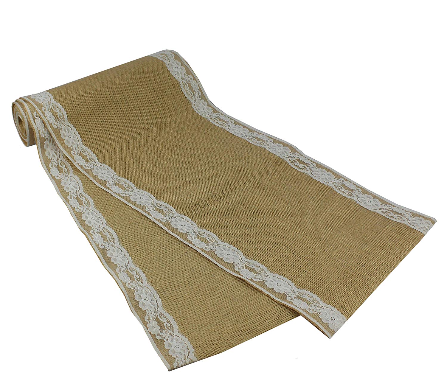 Burlap table runner with lace 12 in x 108 in. Natural.jpg