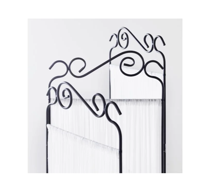 Room Divider. Black metal with white sheer curtain..jpg