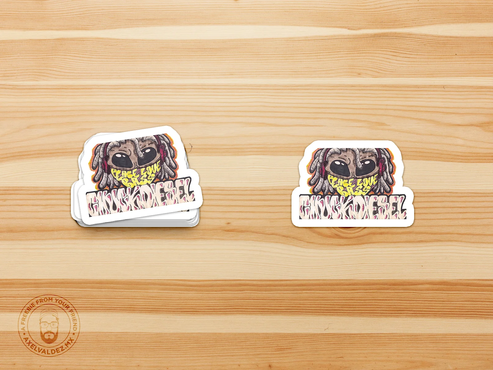 ChuckDiesel Peace Love Bass Sticker
