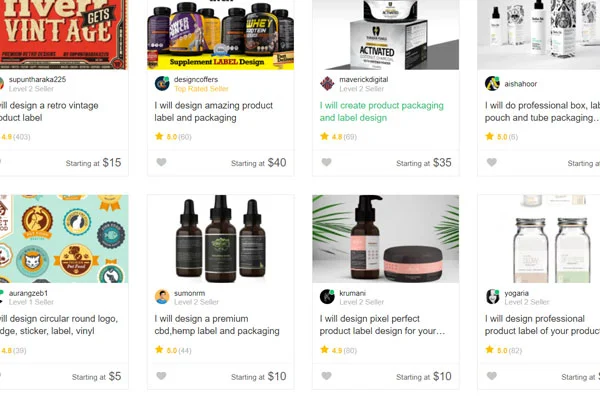 Thousands of graphic design freelancers offering to design professional labels.