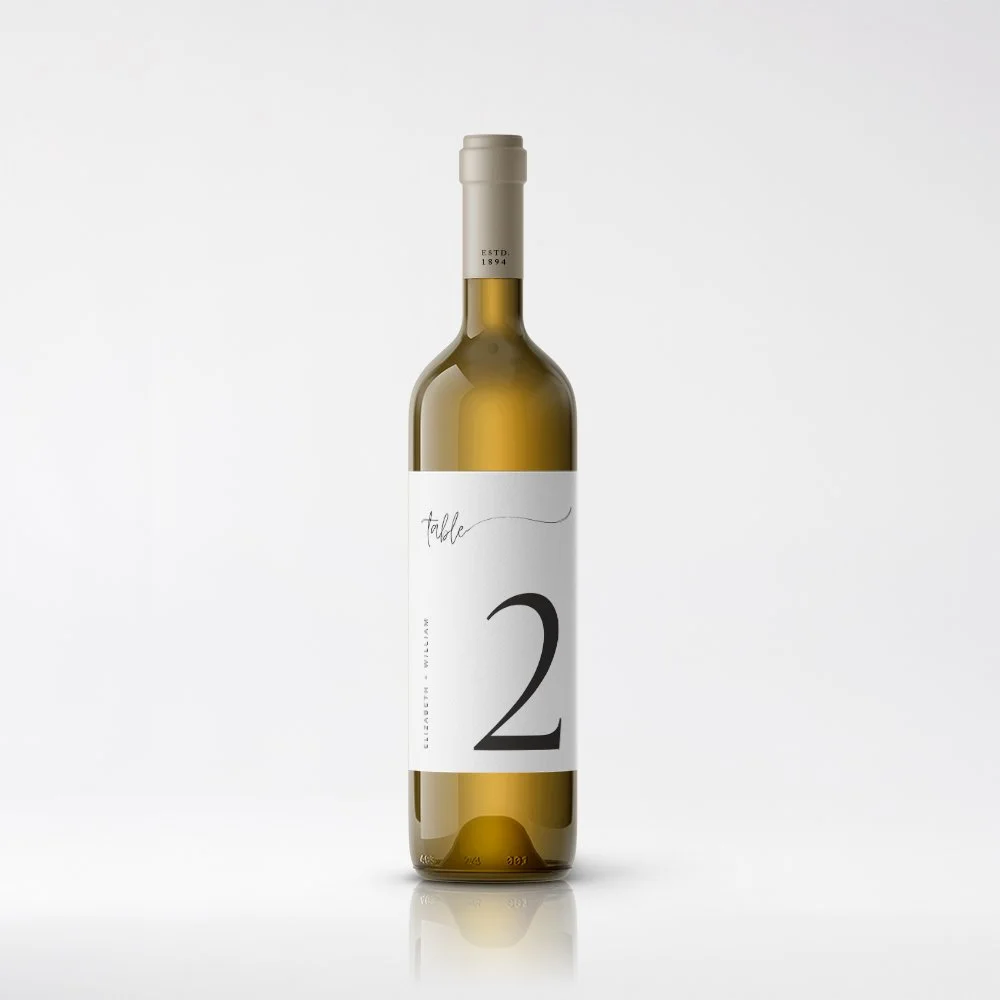Table Number Wine Labels