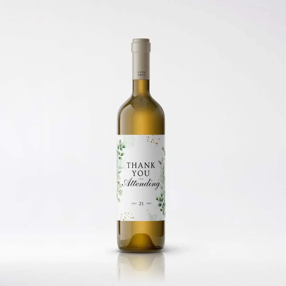 Boho Greenery Wine Labels