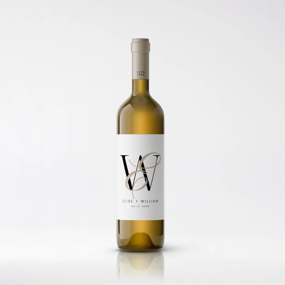 Elegant Monogram Wine Labels
