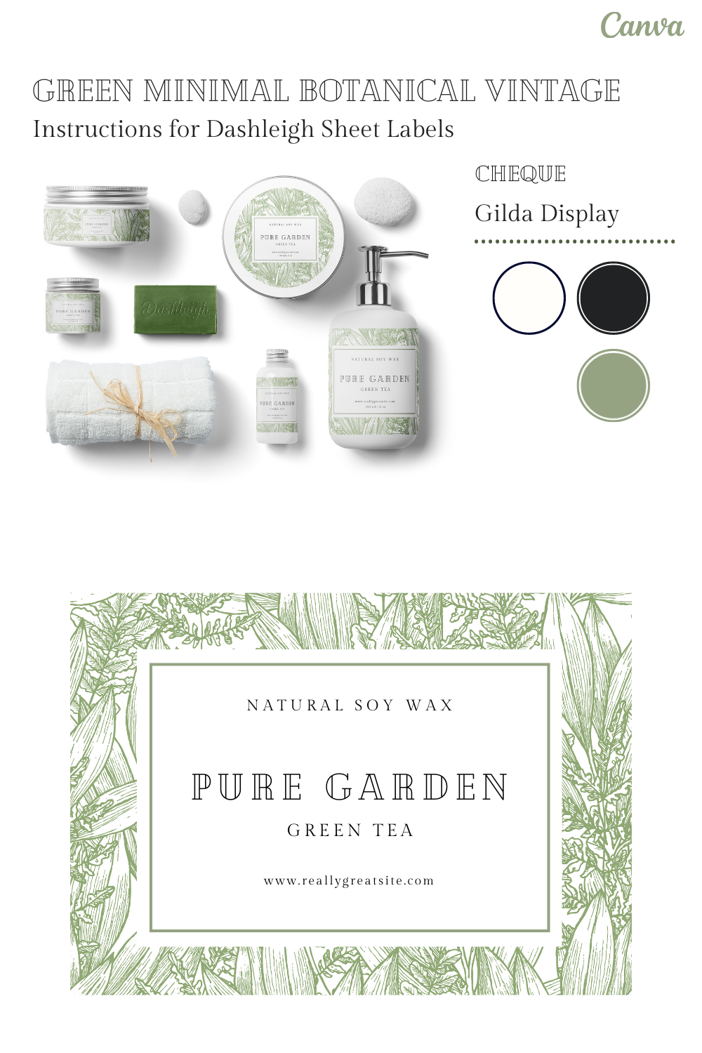 Green Botanical Vintage Cosmetic Labels — Dashleigh Template Center