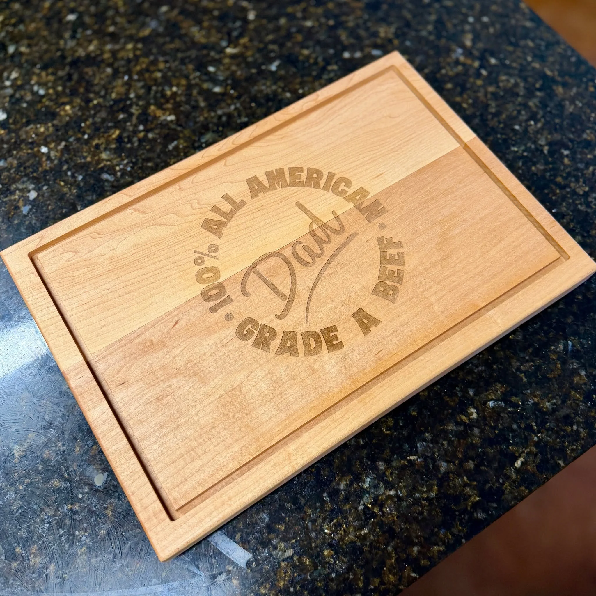 Another engraved maple cutting board with a juice groove!