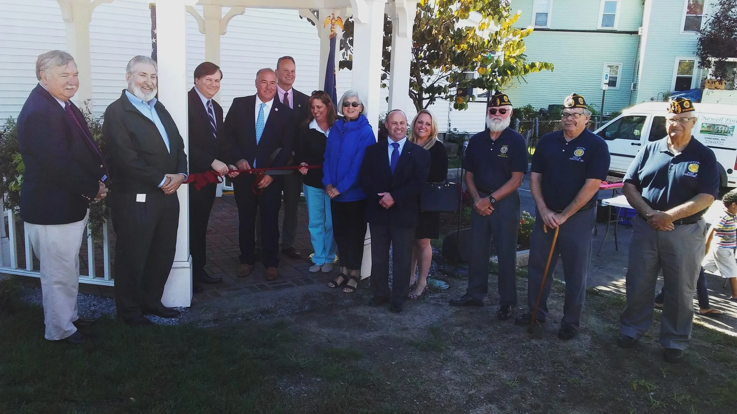 Members of the Penacook Village Association at the ribbon-cutting ceremony for the Poulin Park gazebo in 2018.