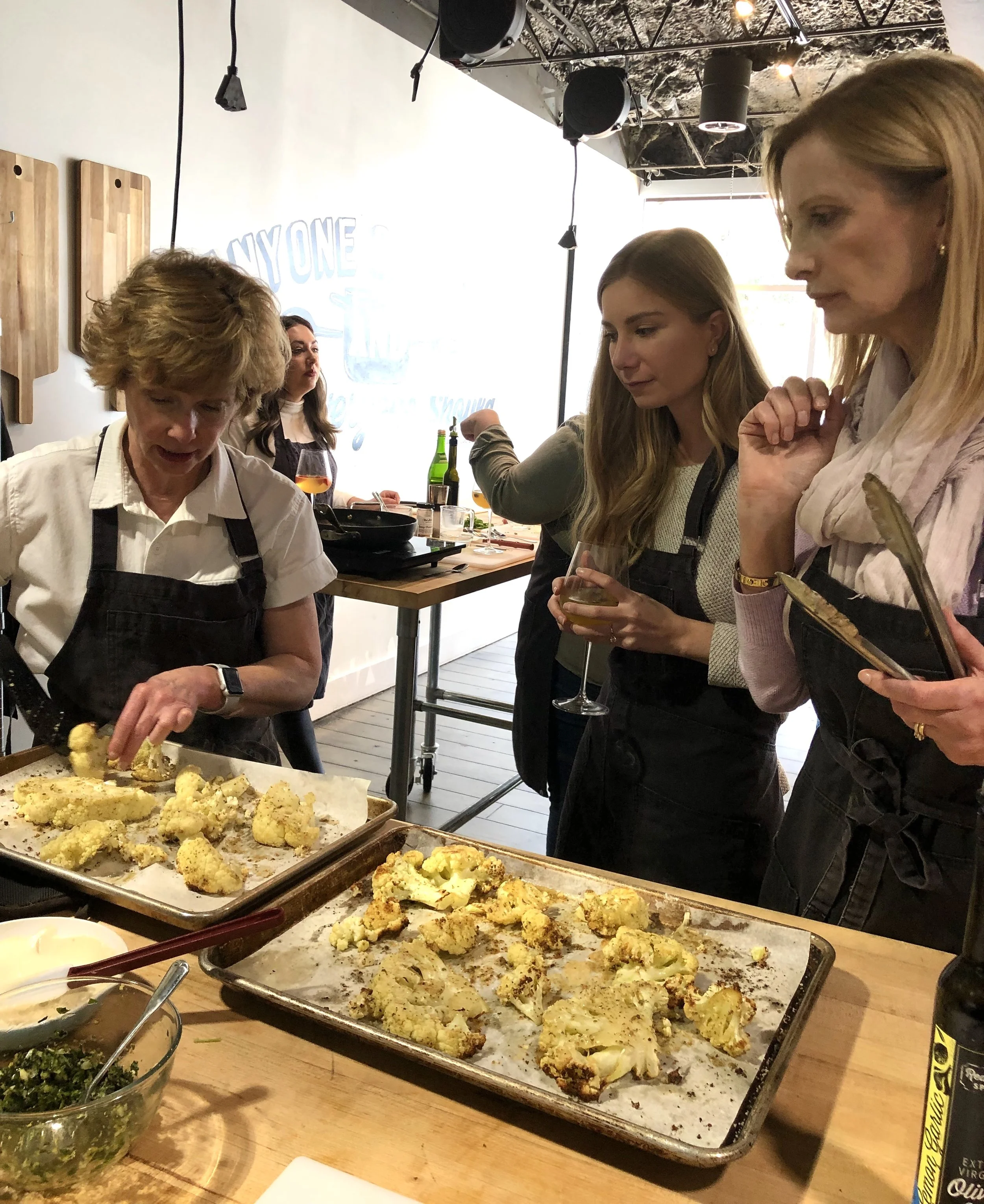 Putting together the Herbed Roasted Cauliflower with Panko Crust