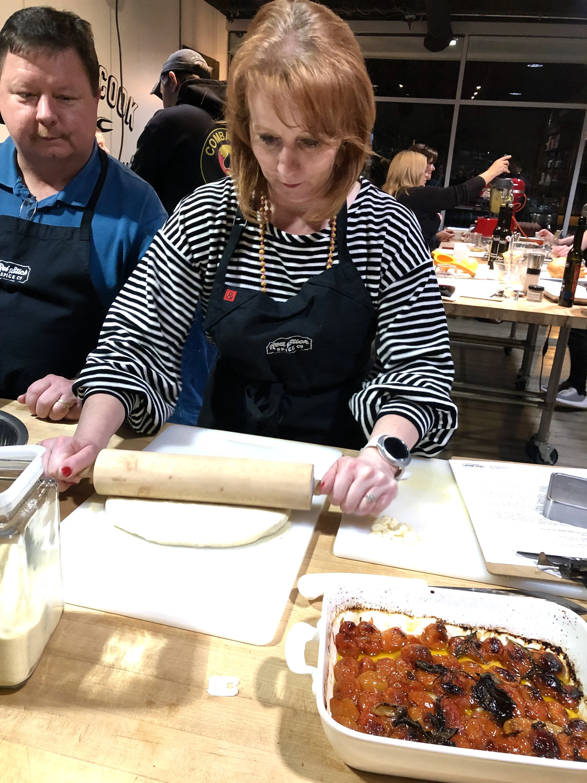 Rolling out pizza dough