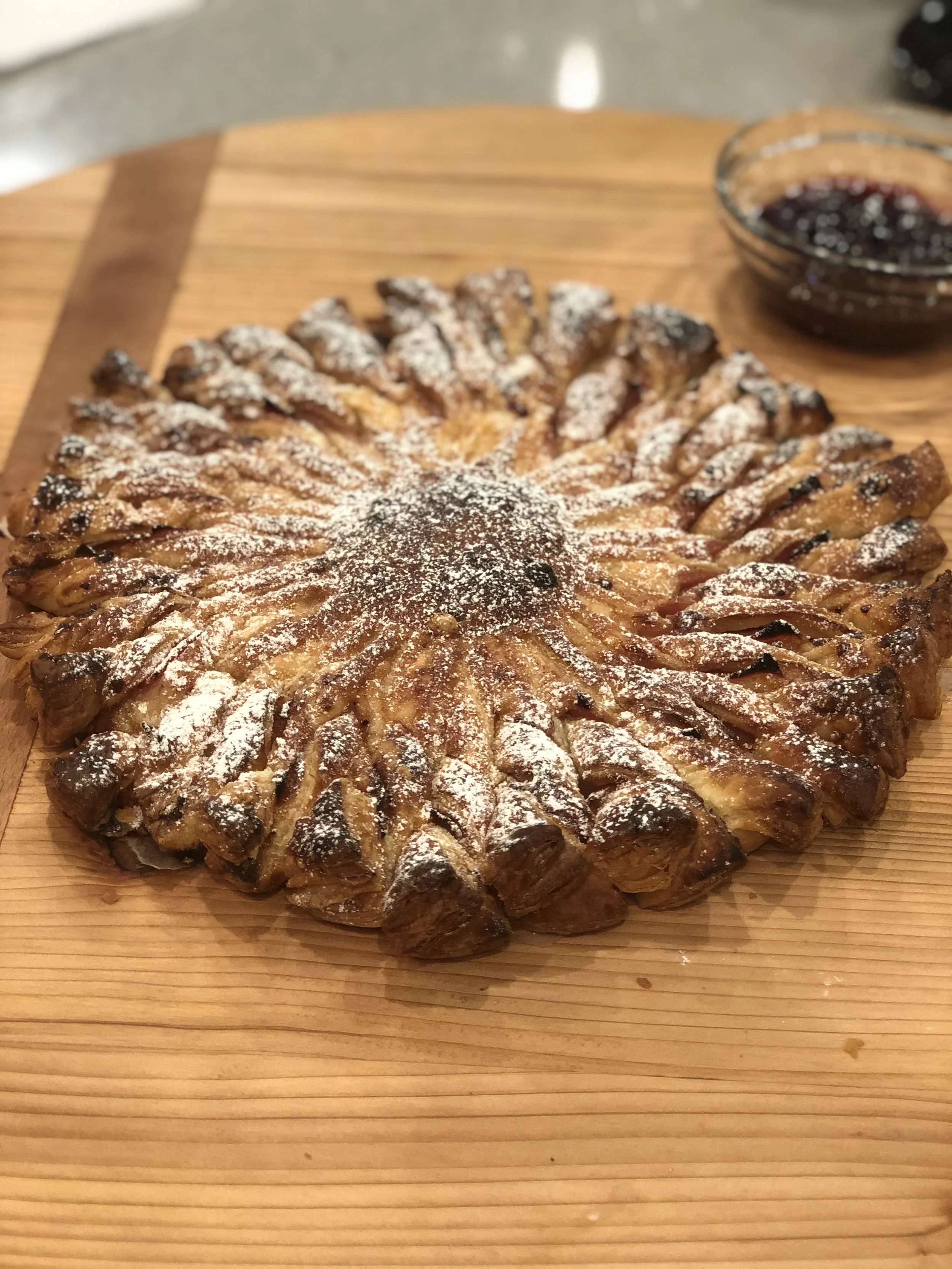 A beautiful baked Monte Cristo Sun Tart