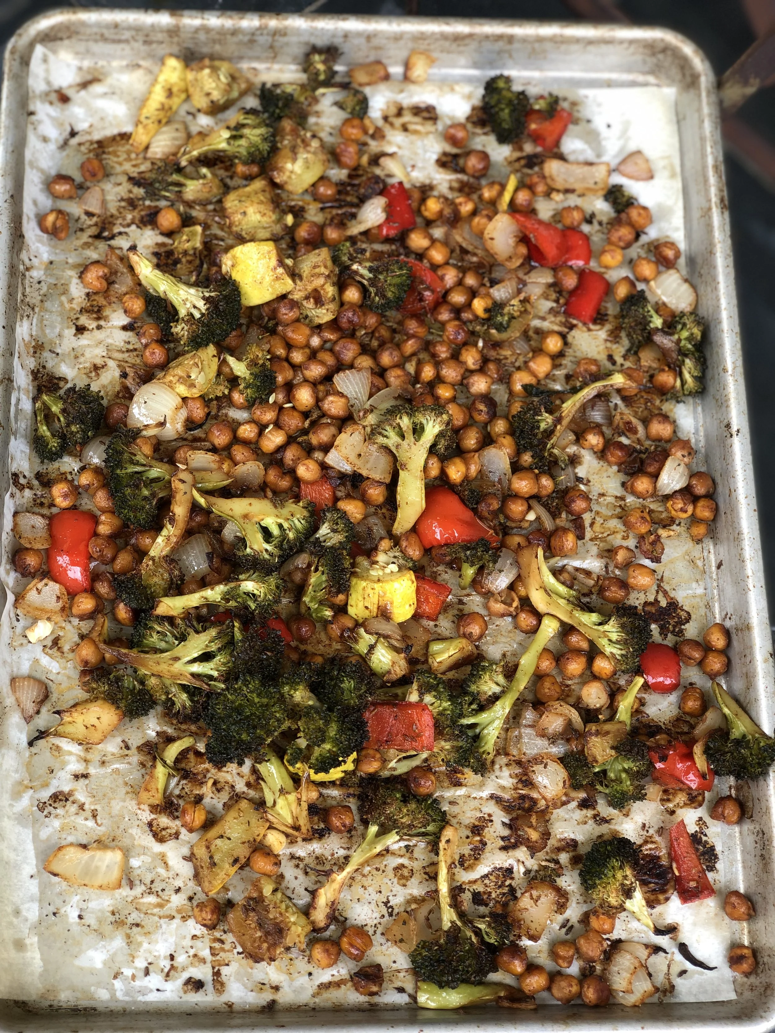 Roasted chickpea & broccoli filling for burrito