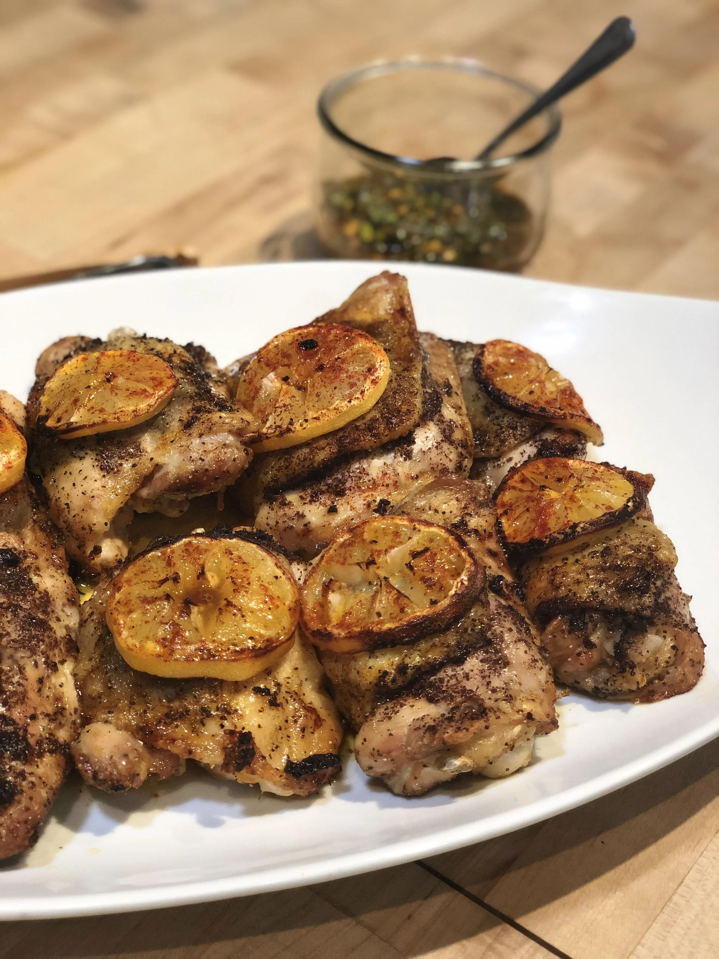 Lemon Garlic and Sumac Roast Chicken with Chermoula