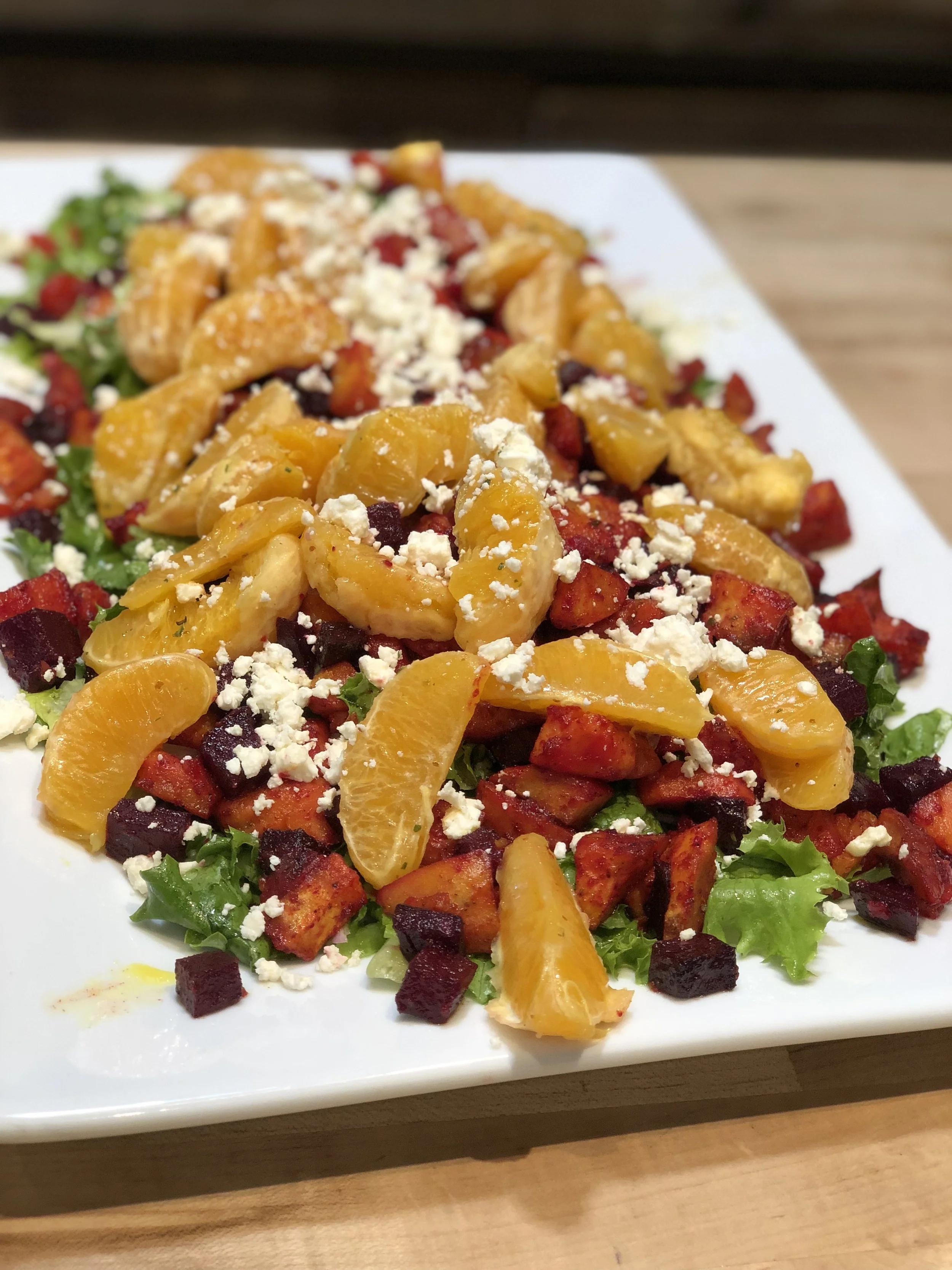 Roasted Sweet Potato &amp; Beet Salad with Rosemary &amp; Strawberry Pepper Jelly Vinaigrette