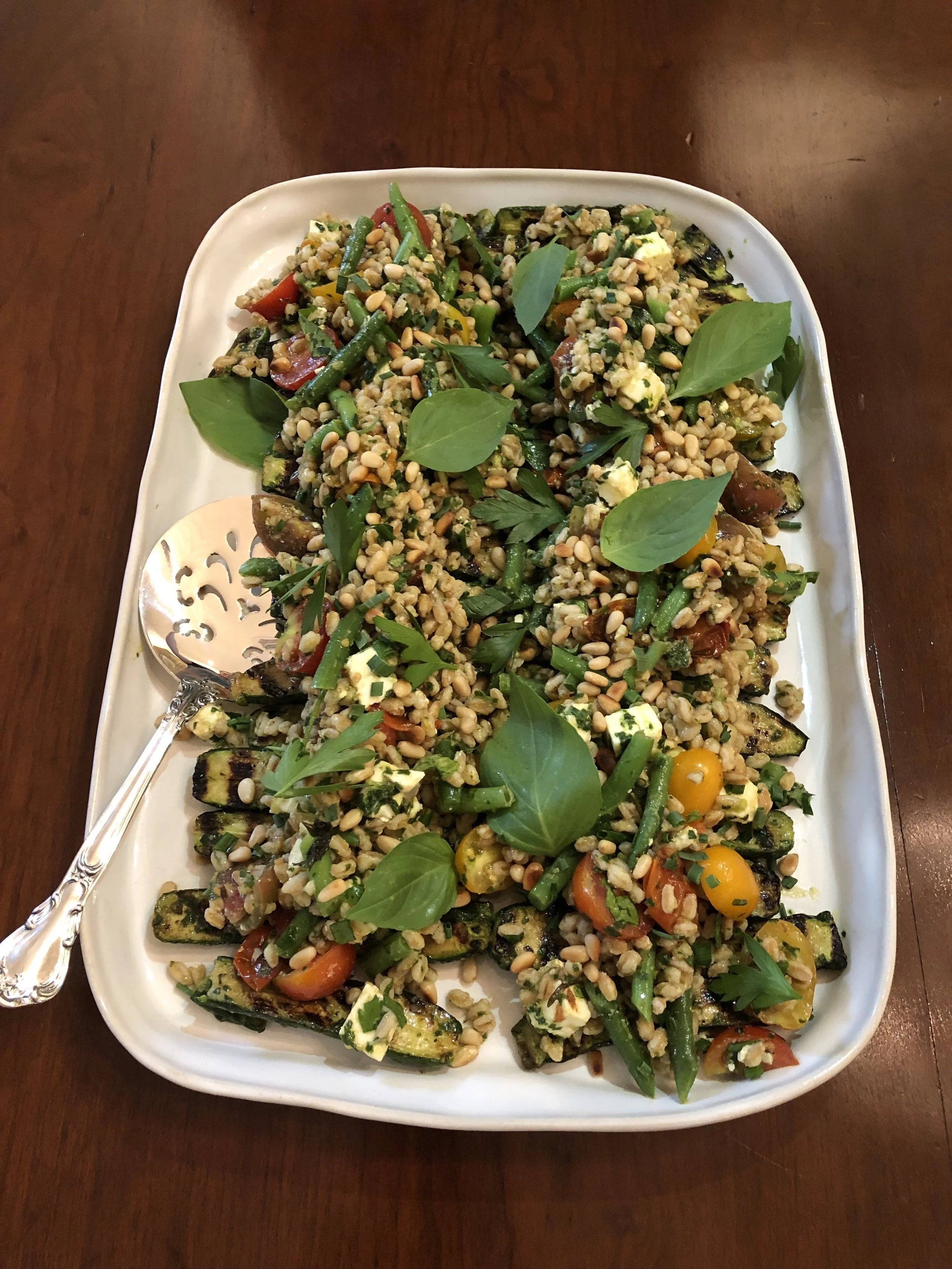 Grilled Zucchini &amp; Farro Salad with Basil Vinaigrette