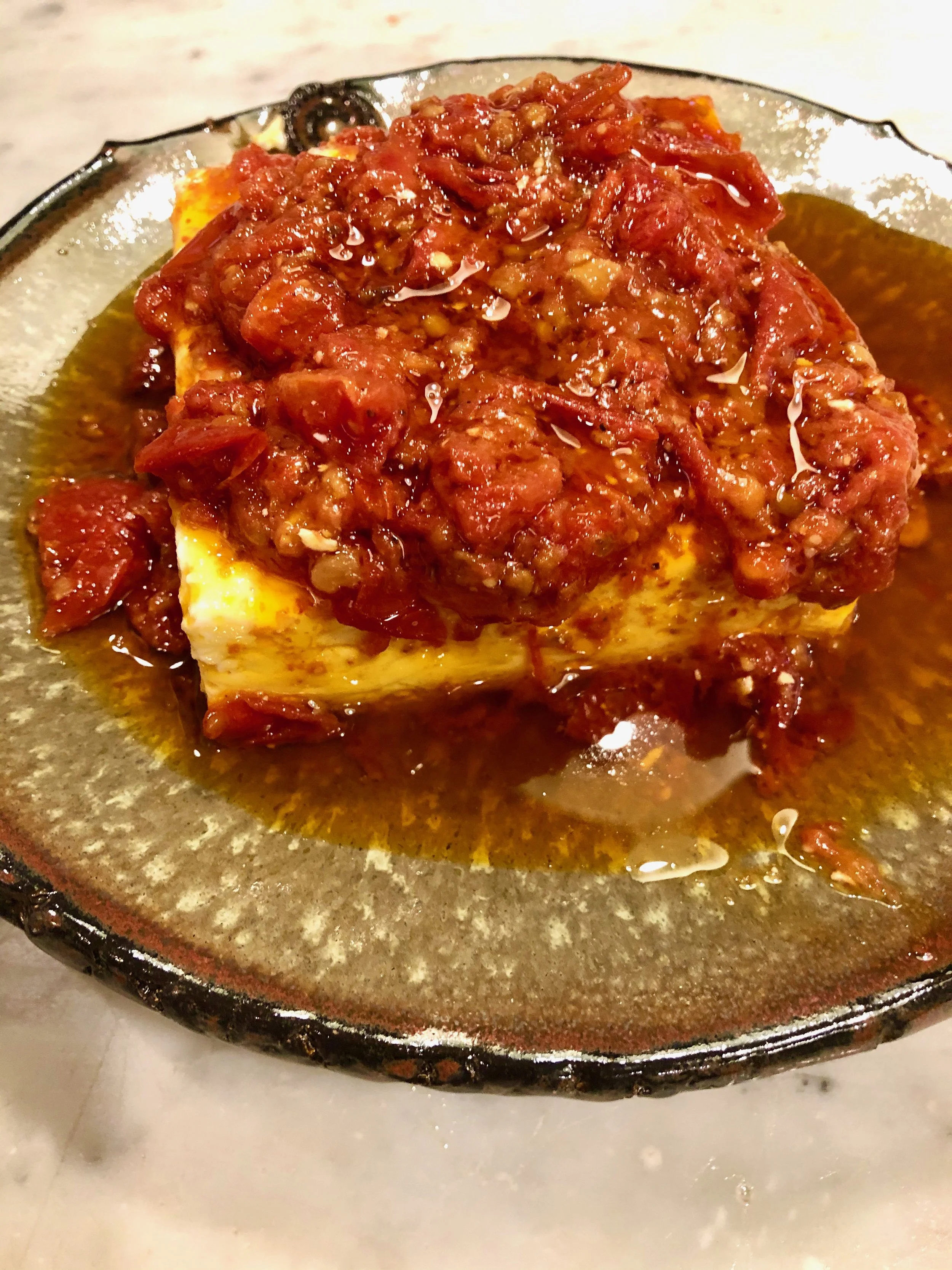 Spicy Tomato Marinated Feta 