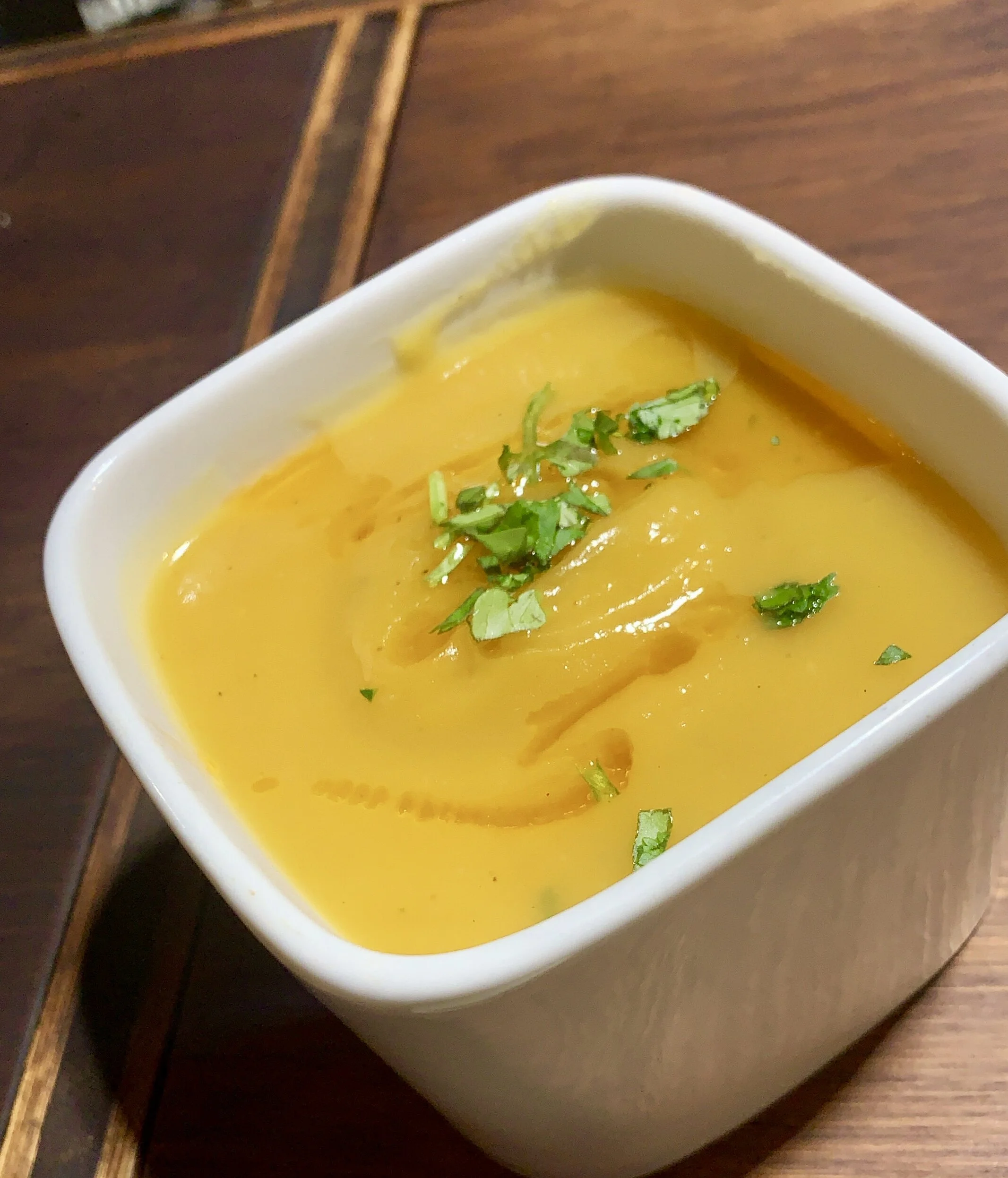 Carrot Coconut Soup with Harissa Oil