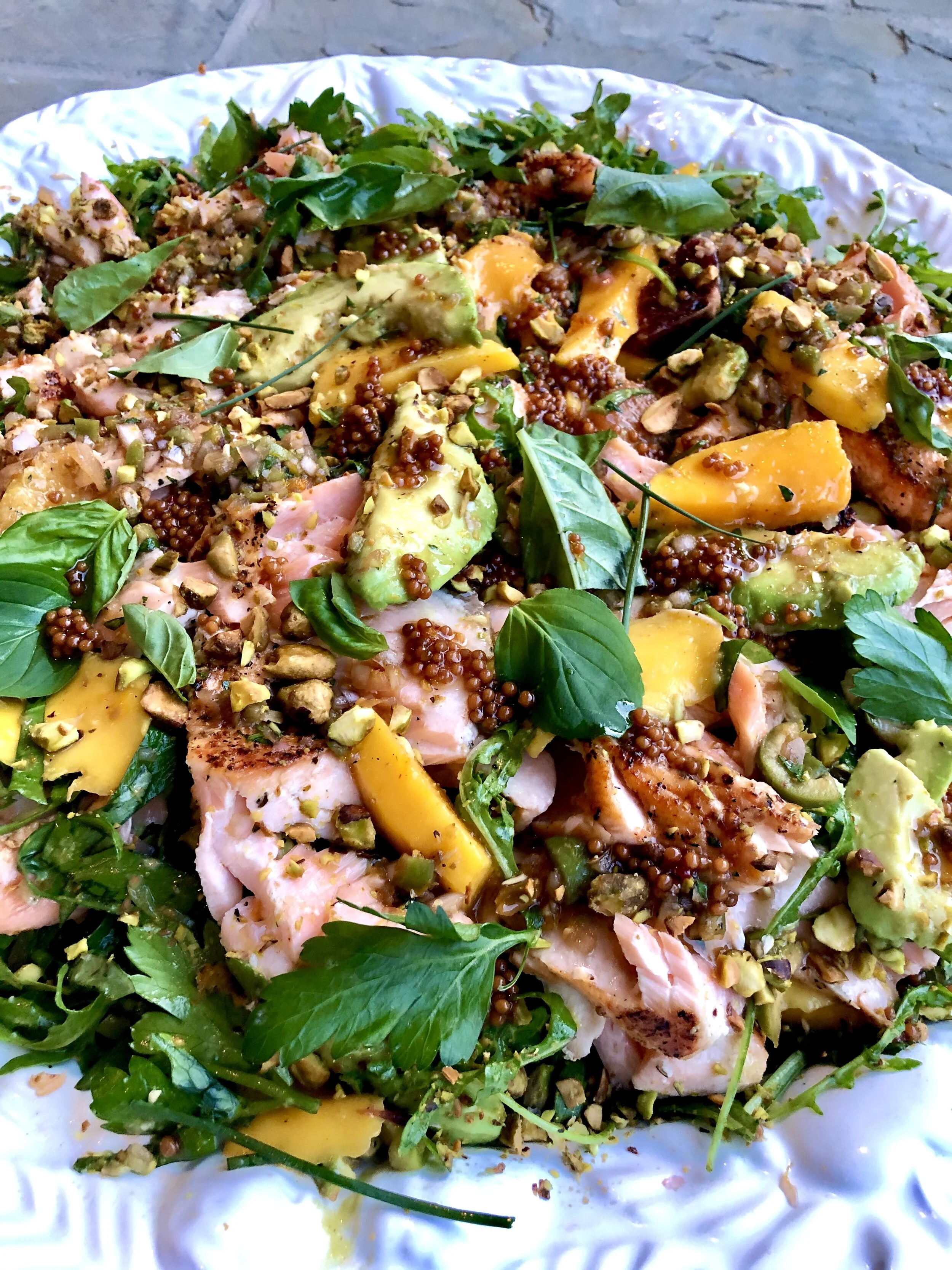 Salmon and Citrus Salad with Avocado, Dates and Olives