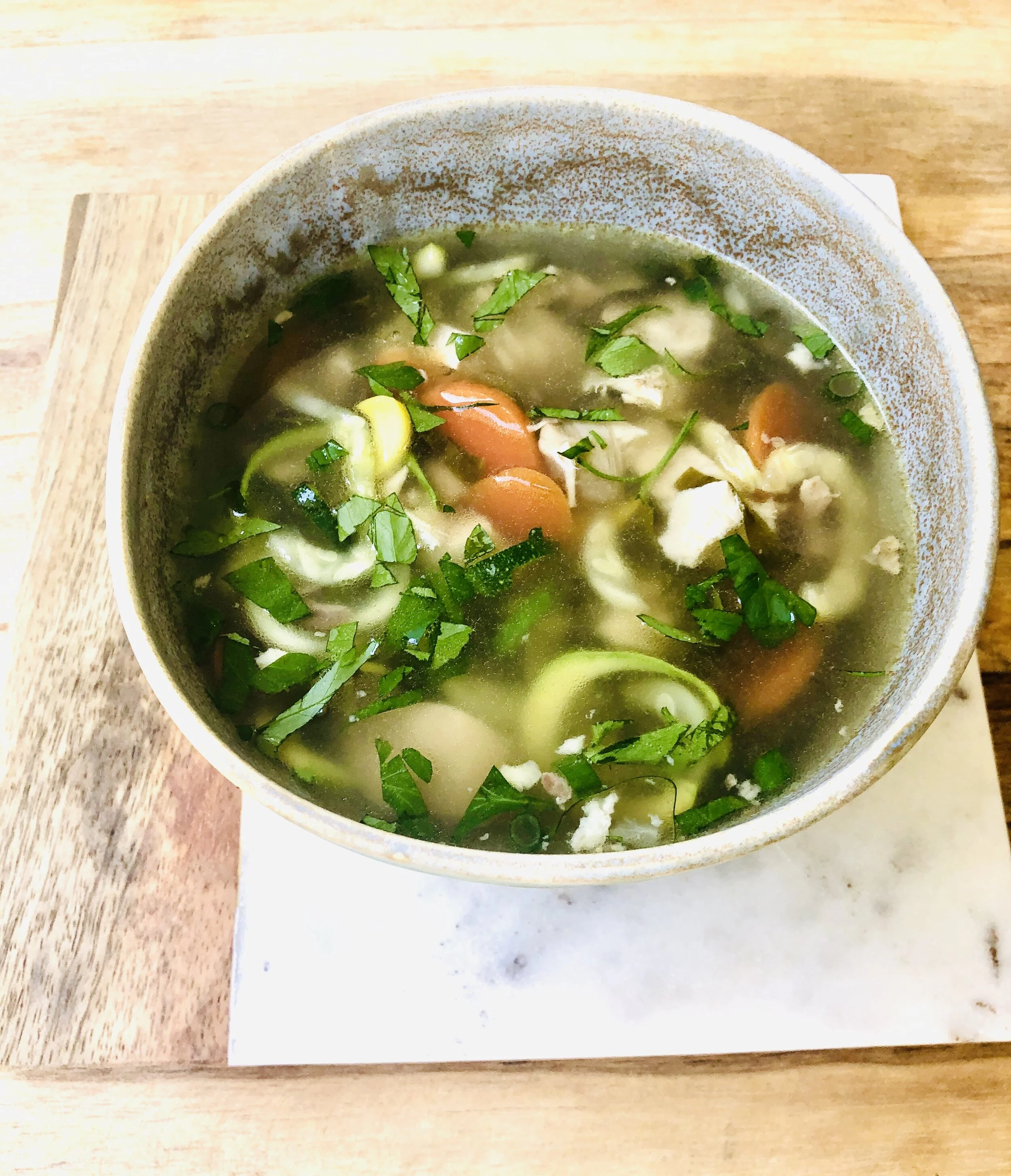 Whole 30 Chicken and Zucchini Noodle Soup