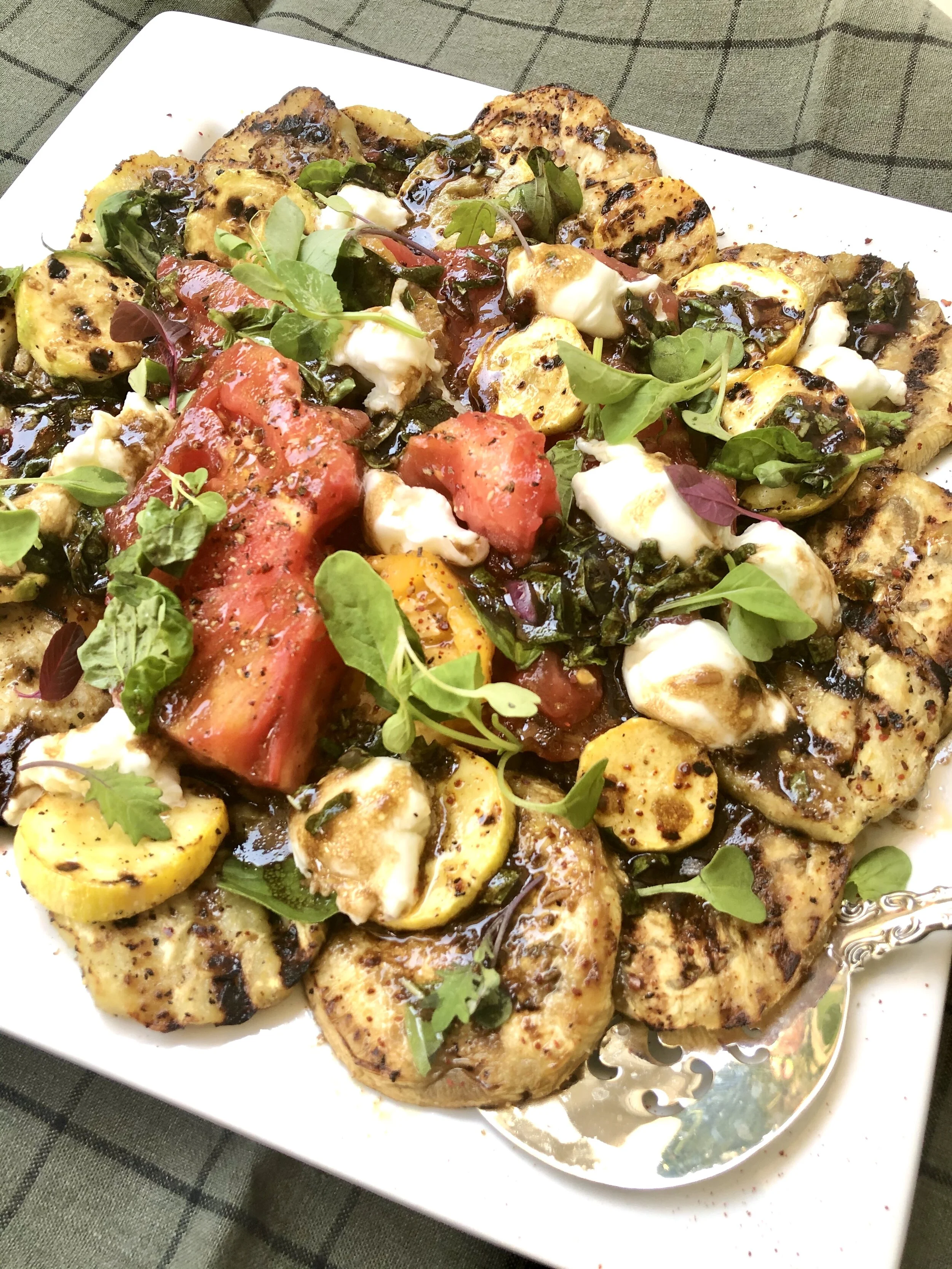 Eggplant, Squash and Tomato Salad with Roasted Garlic Vinaigrette
