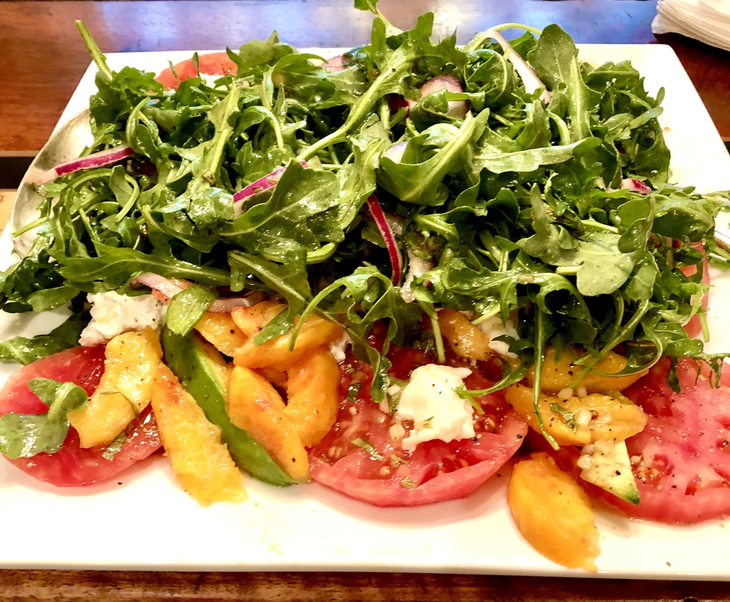 Tomato, Burrata and Peach Salad with Lemon Balsamic Vinaigrette