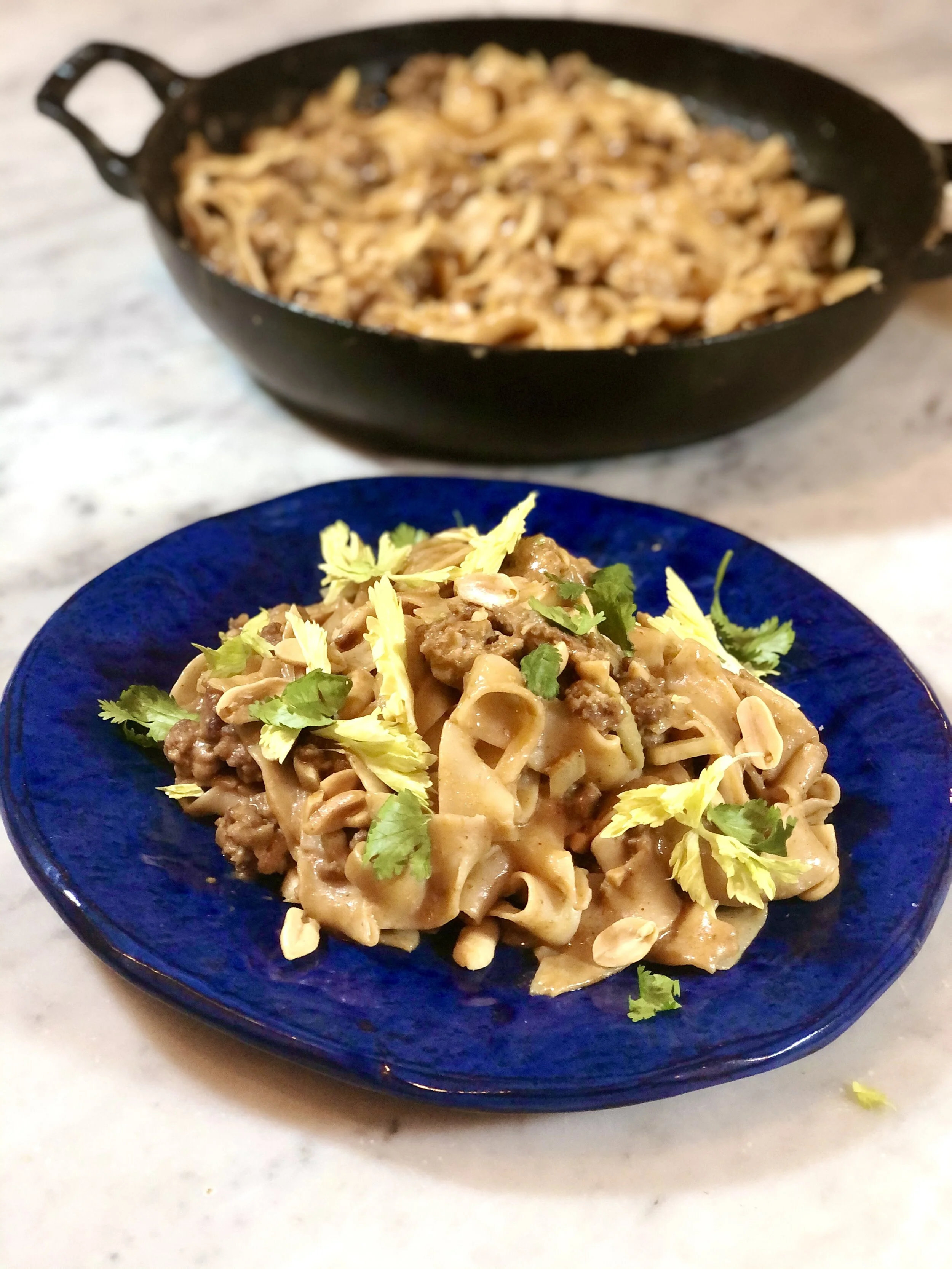 Peanutty Pork Noodles with Crunchy Celery