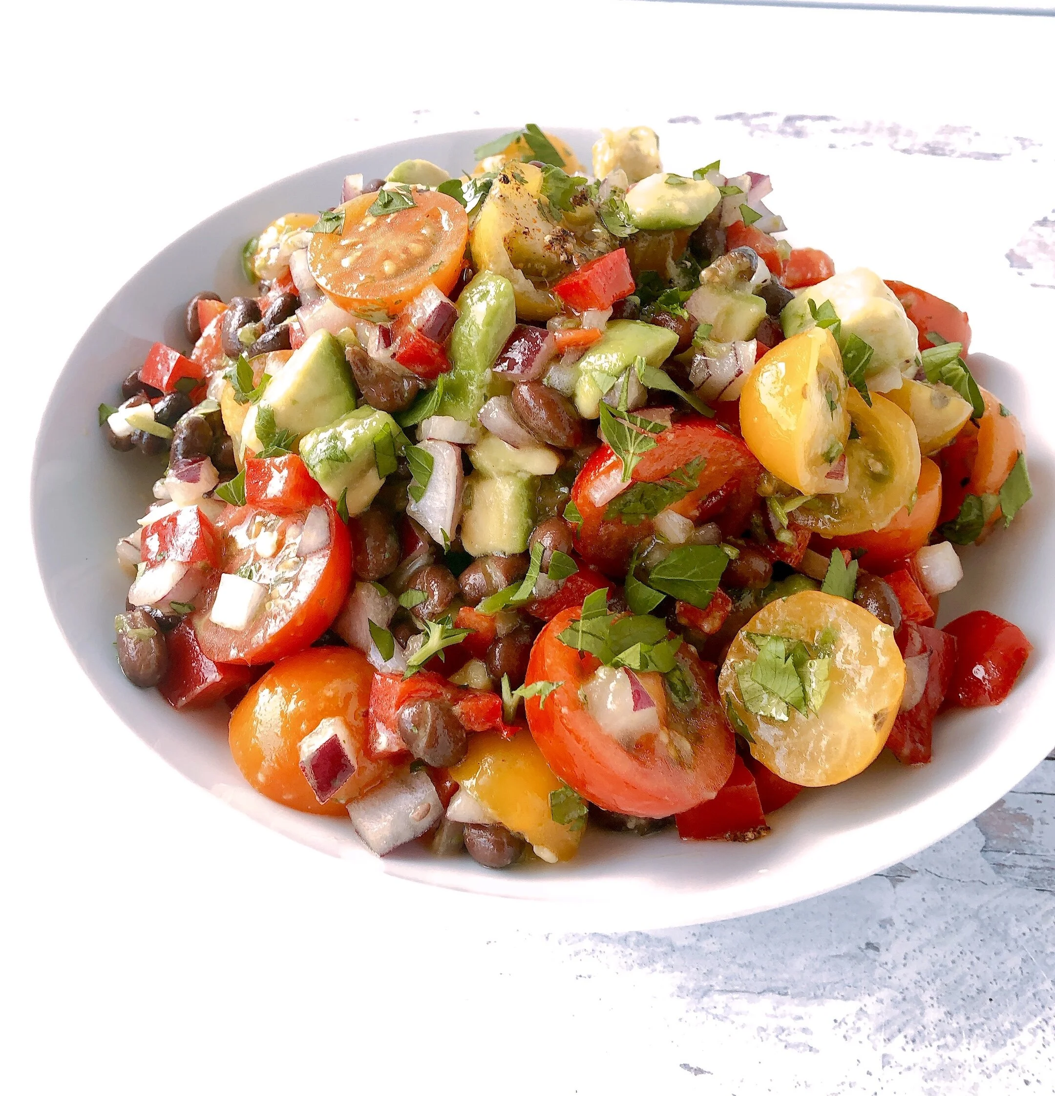 Guacamole Salad with Cilantro Lime Pepper Vinaigrette