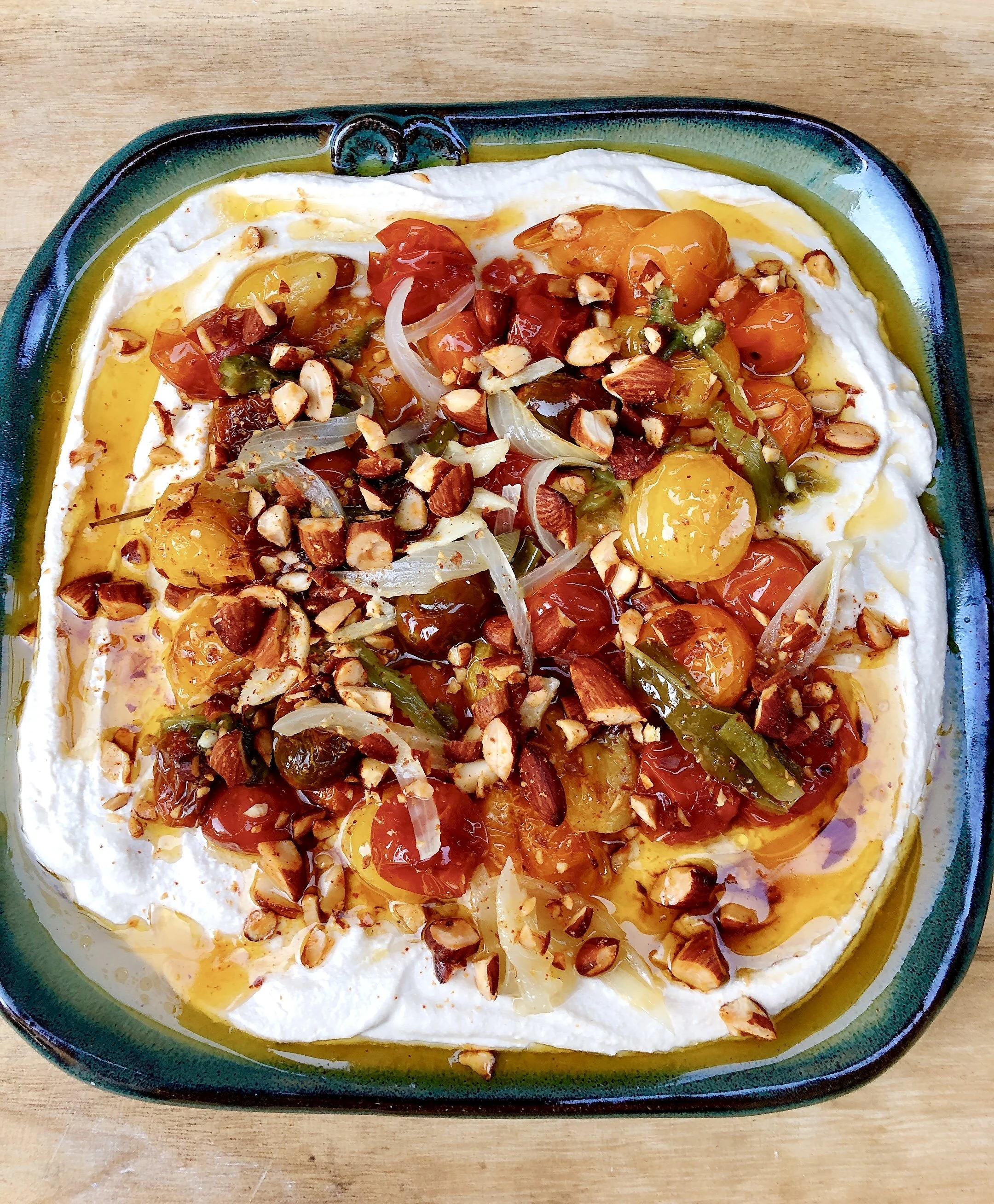 Hummus with Roasted Tomatoes and Smoked Paprika Almonds