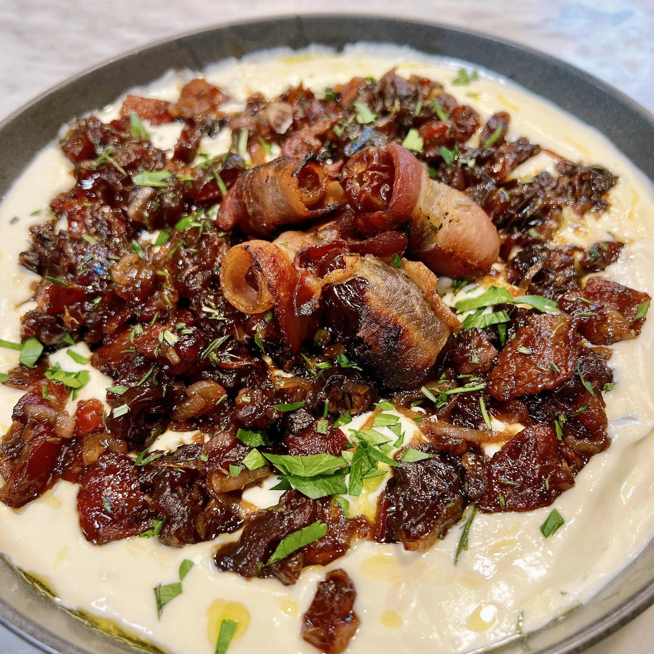 Whipped Goat Cheese with Bacon and Dates