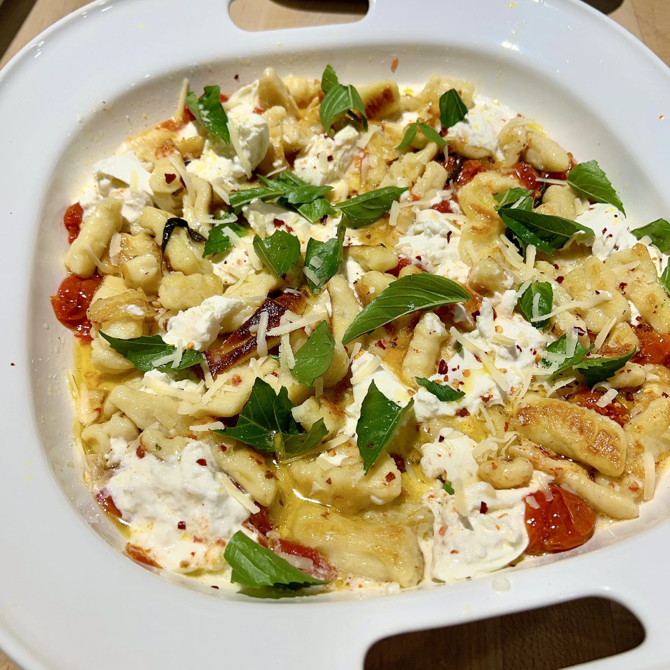 Crispy Gnocchi with Burrata and Tomato Confit