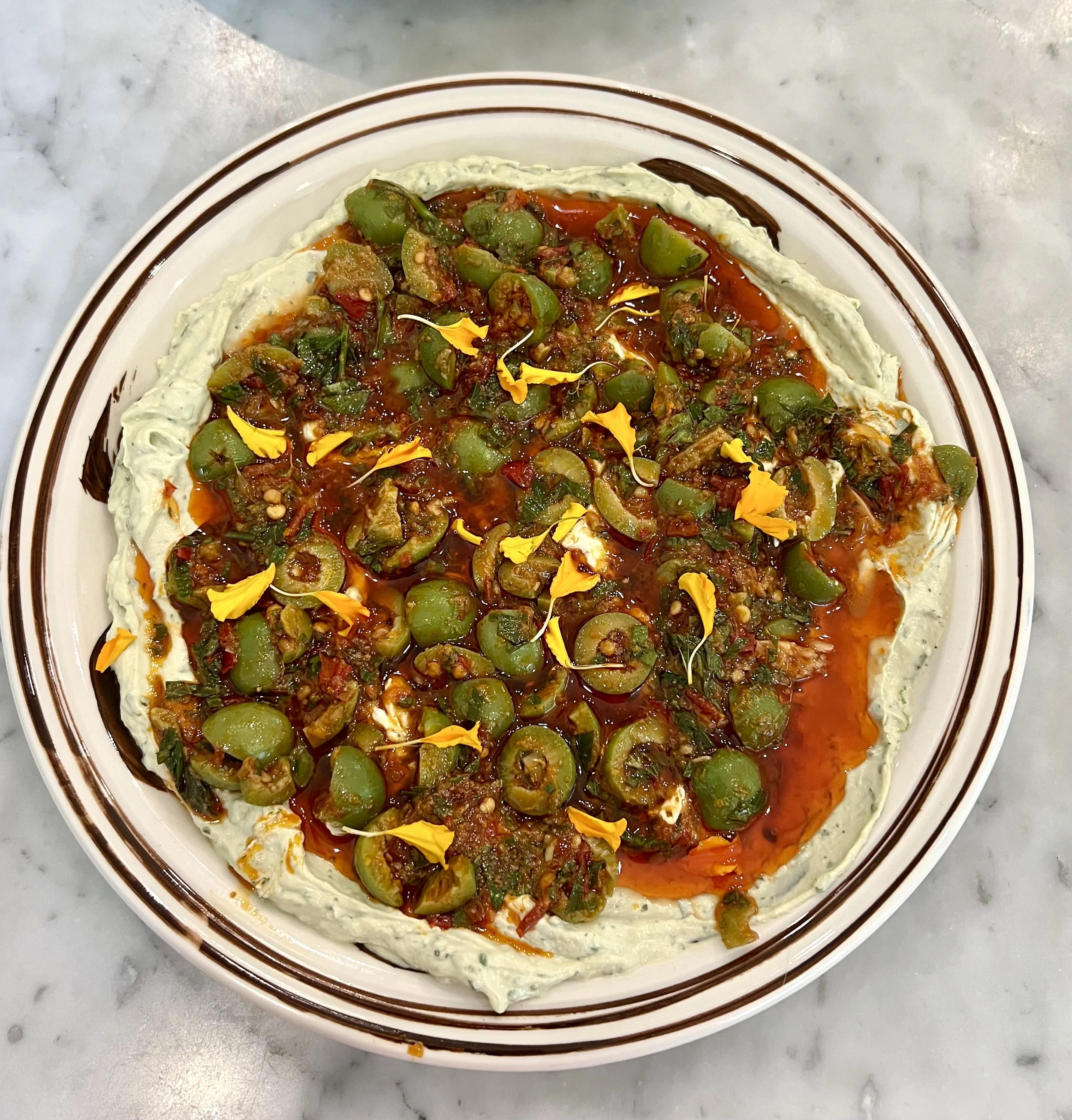 Green Tahini with Green Olives and Calabrian Chiles