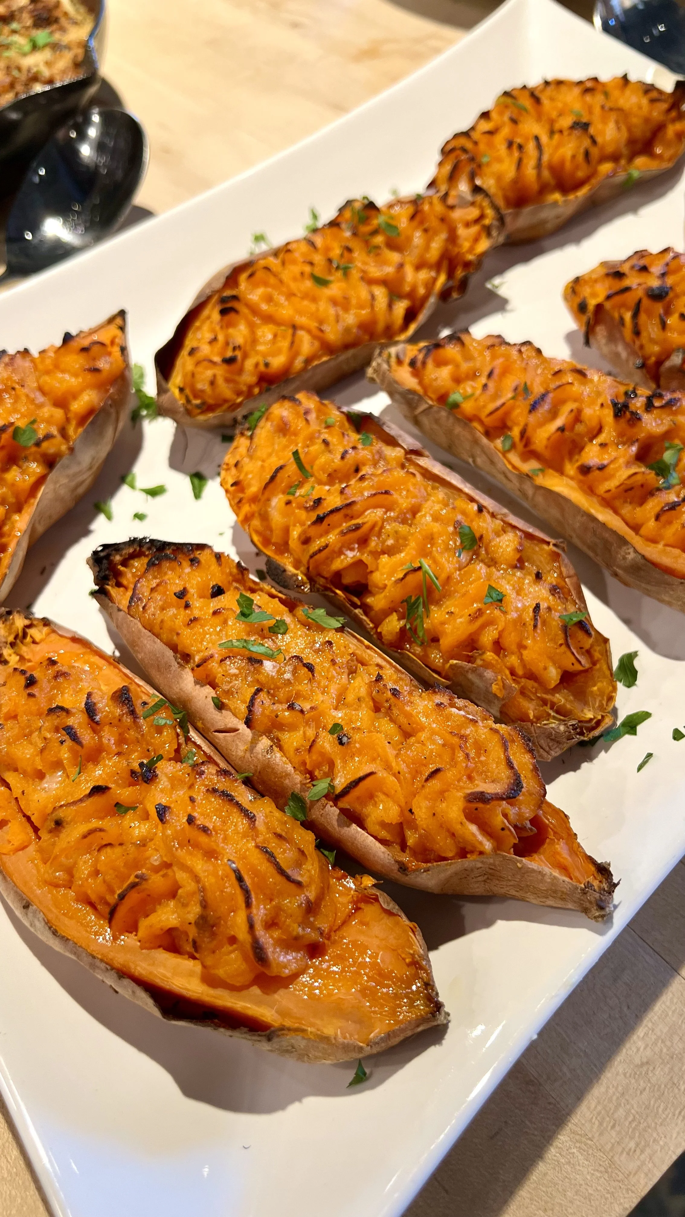 Twice Baked Sweet Potatoes with Gruyere Cheese