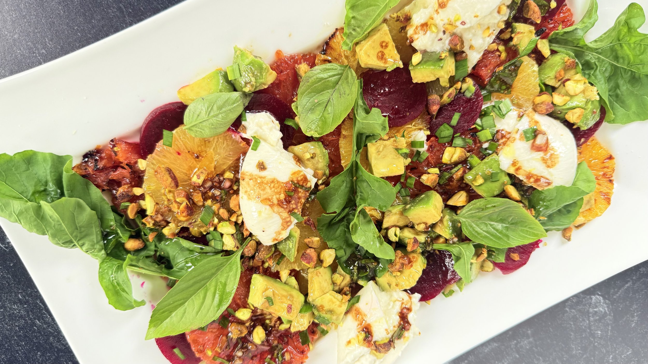 Beet, Brûlèed Grapefruit, and Burrata Salad