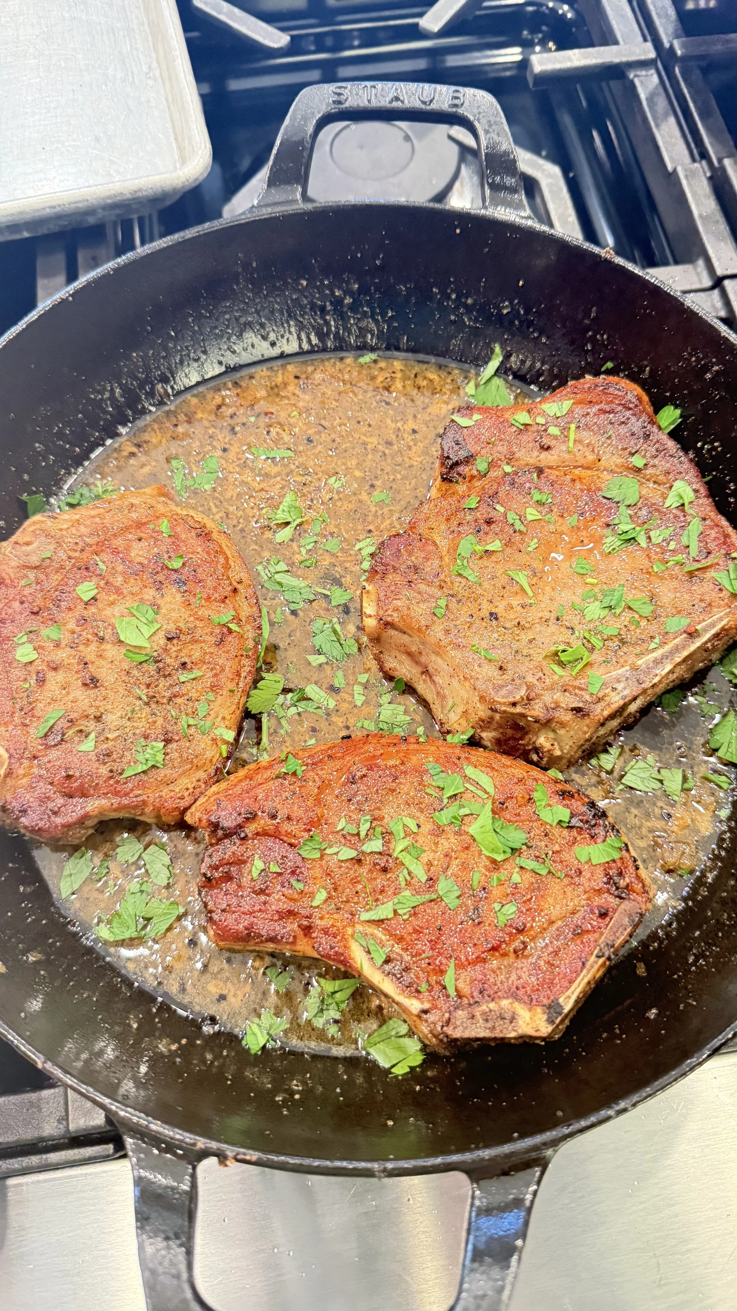 Sous Vide Pork Chops with Bourbon Balsamic Pan Sauce