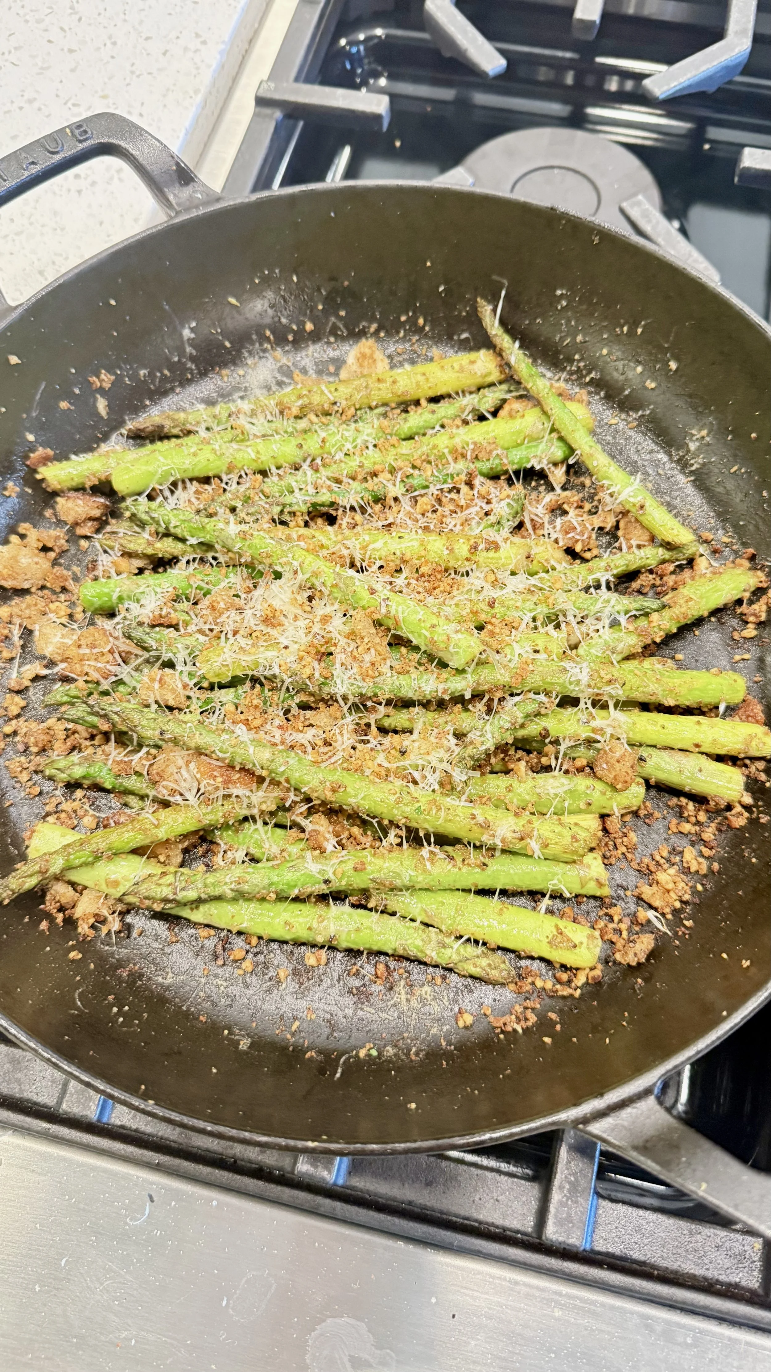 Grilled Asparagus with Bread Crumbs and Walnuts