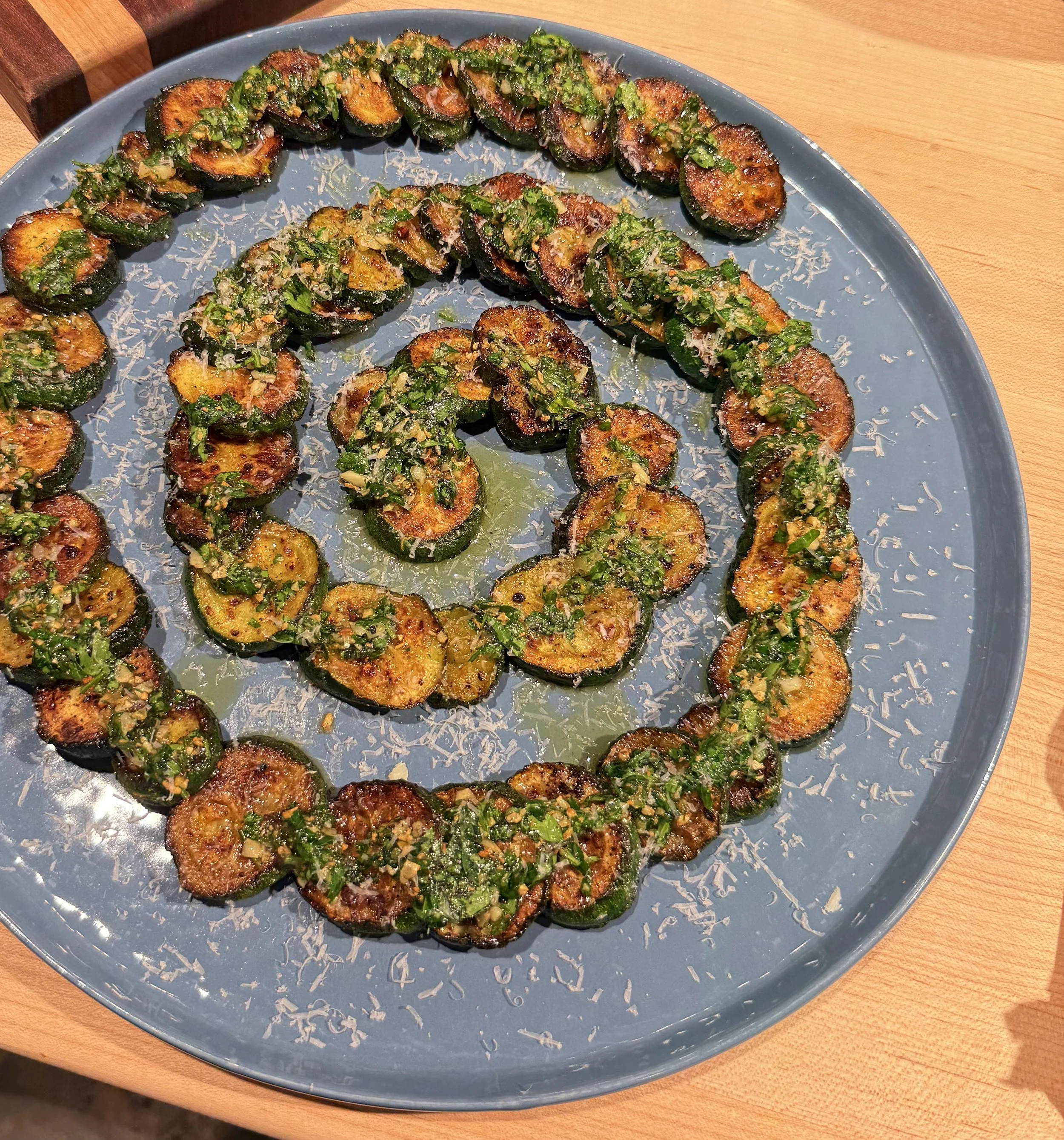 Seared Zucchinis with Garlic Parsley Sauce 