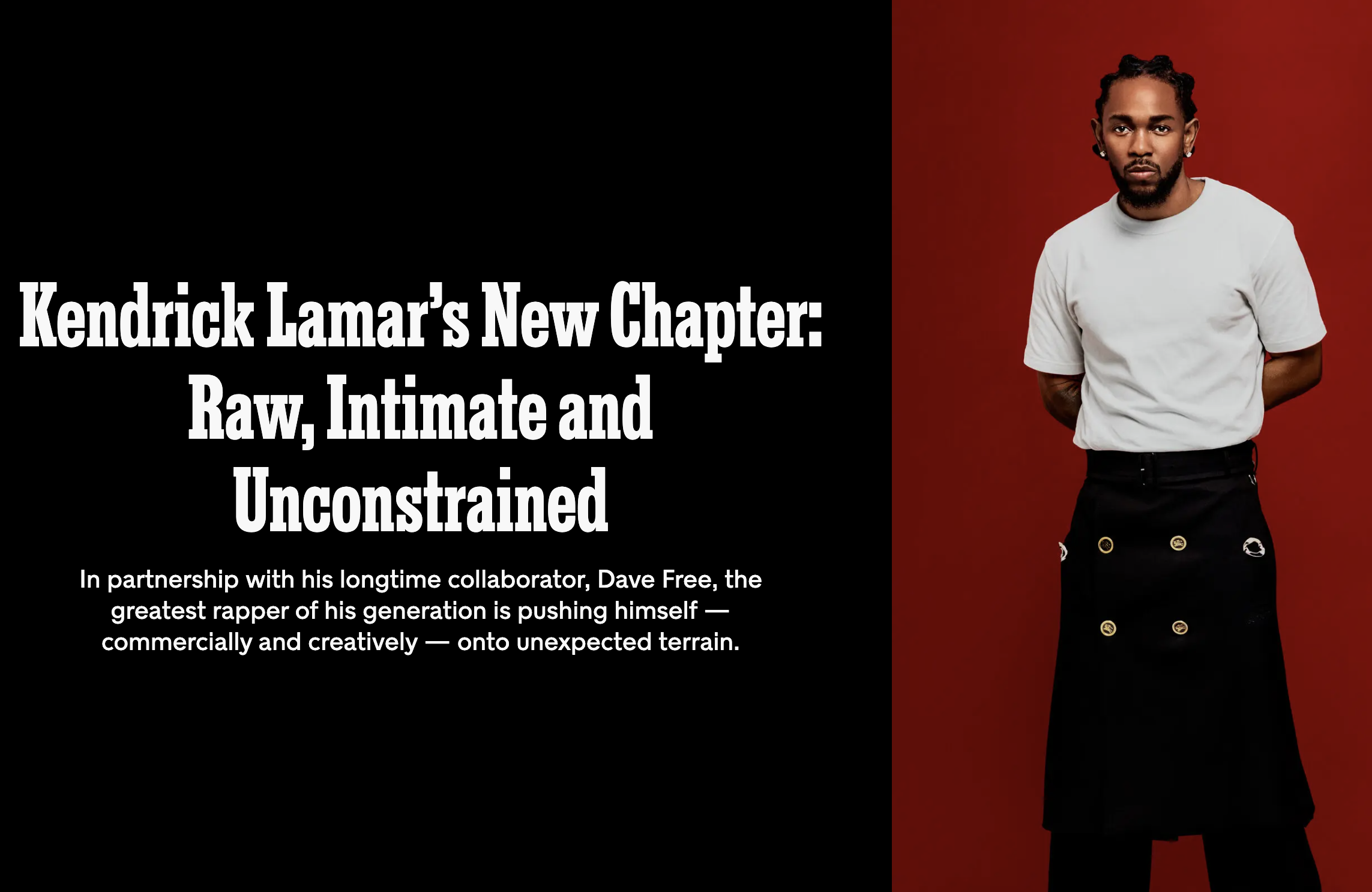 Kendrick Lamar's New Chapter With Dave Free - The New York Times
