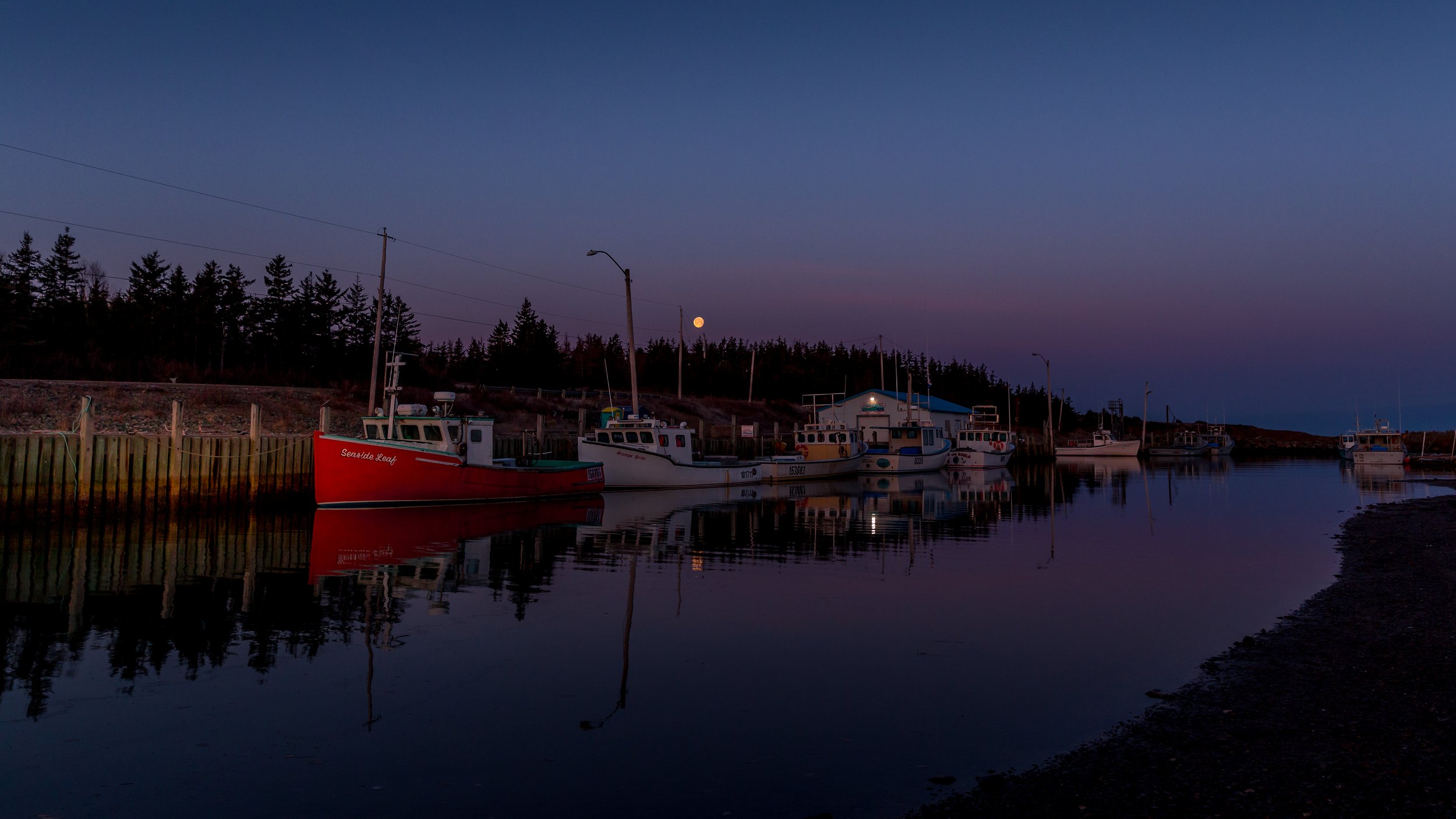 Moonset at Daybreak - Little Judique Harbour