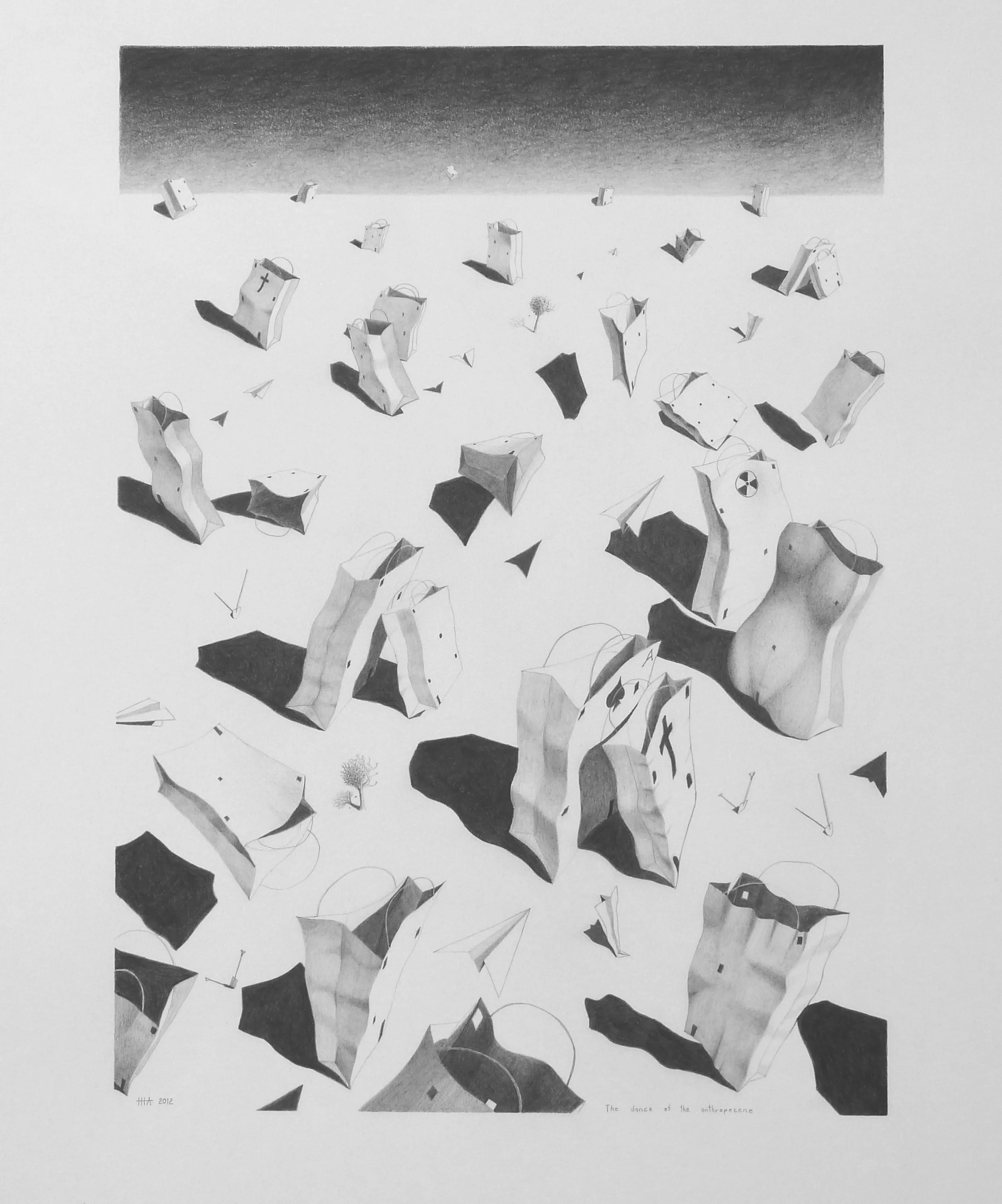   The Dance of the Anthropocene,  2012, pencil on paper, 610 x 760mm 