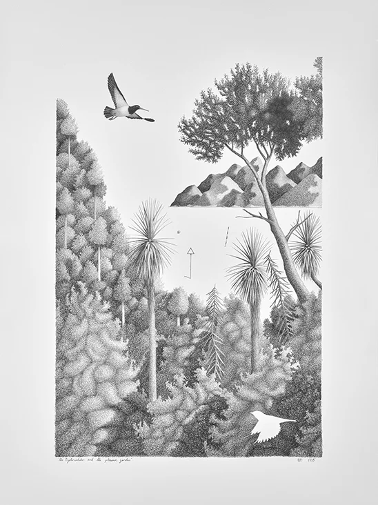 The Oyster Catcher and the pleasure garden, 2018, pencil on paper, 550 x 750mm