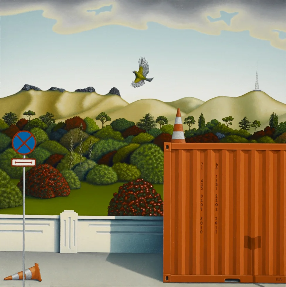 Garden city 1, Home in a box, 2016, acrylic on canvas,